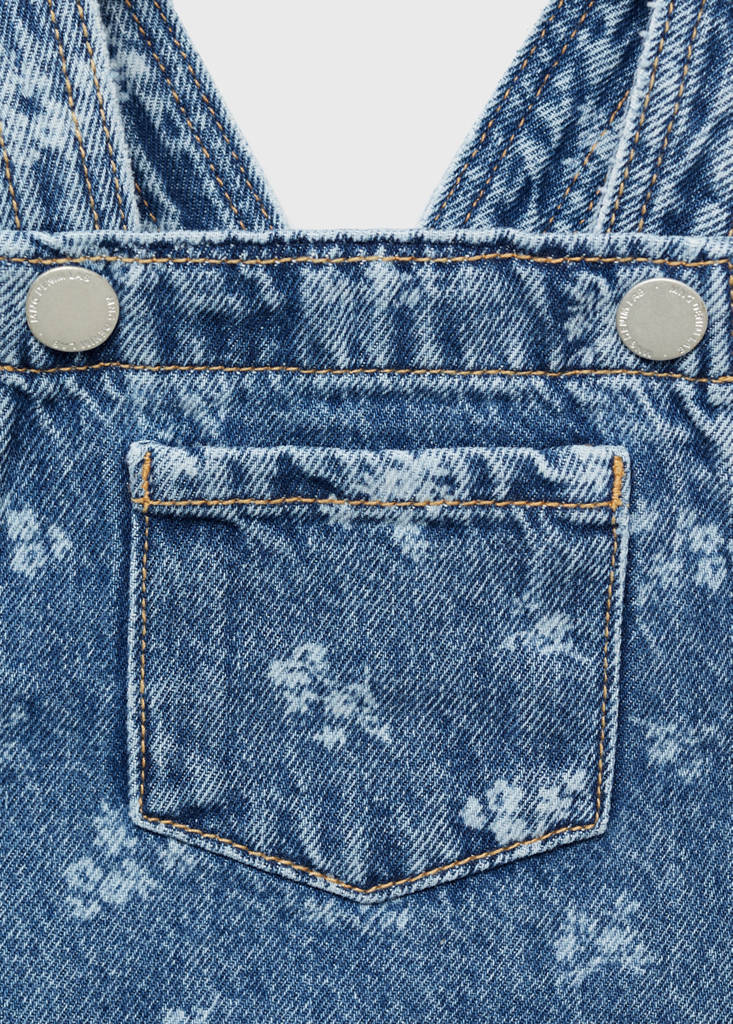 Printed denim pinafore — Medium Blue
