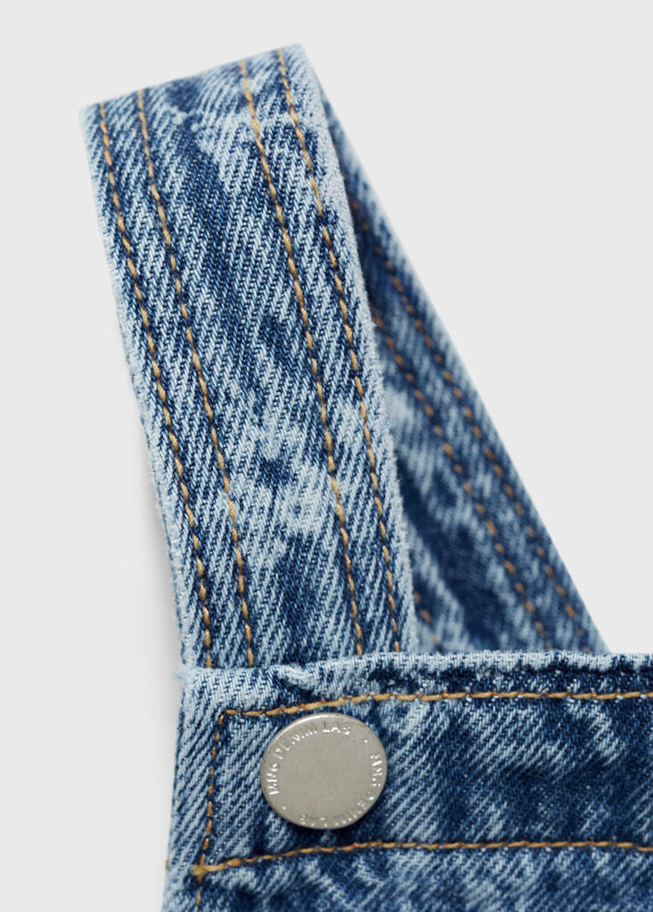 Printed denim pinafore — Medium Blue