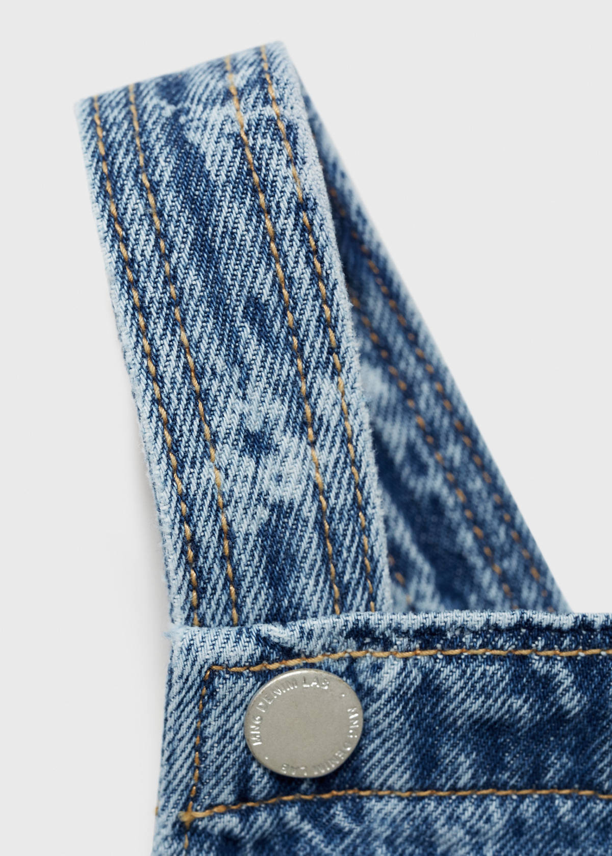 Printed denim pinafore — Medium Blue