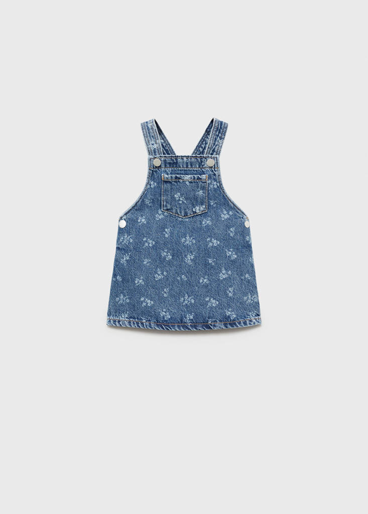 Printed denim pinafore — Medium Blue