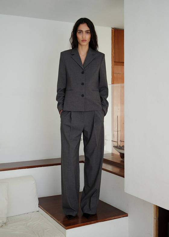 Düz kesim düğmeli blazer ceket