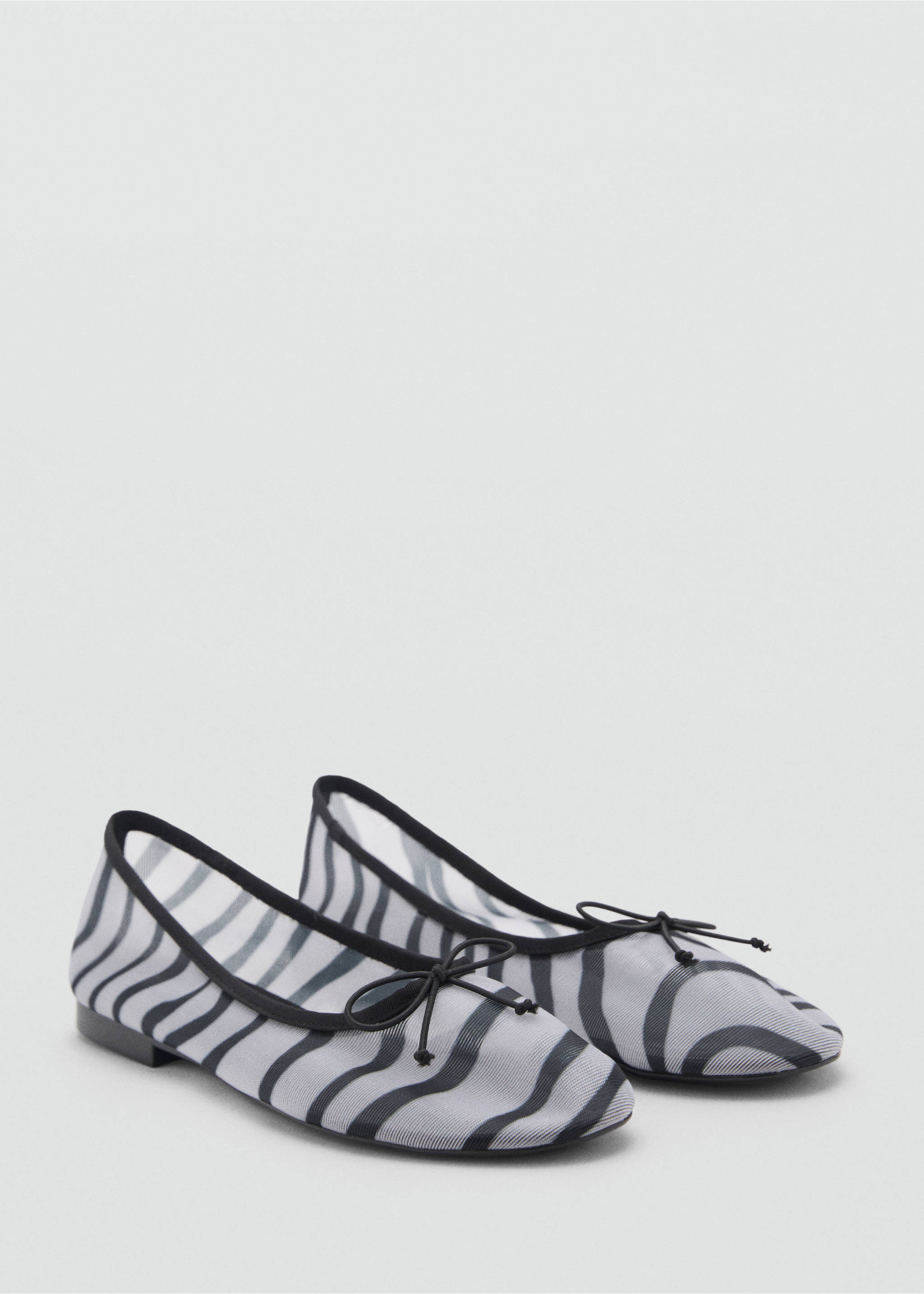 Animal-print mesh ballet flats - Medium plane, White. Ref: 87074804-00.