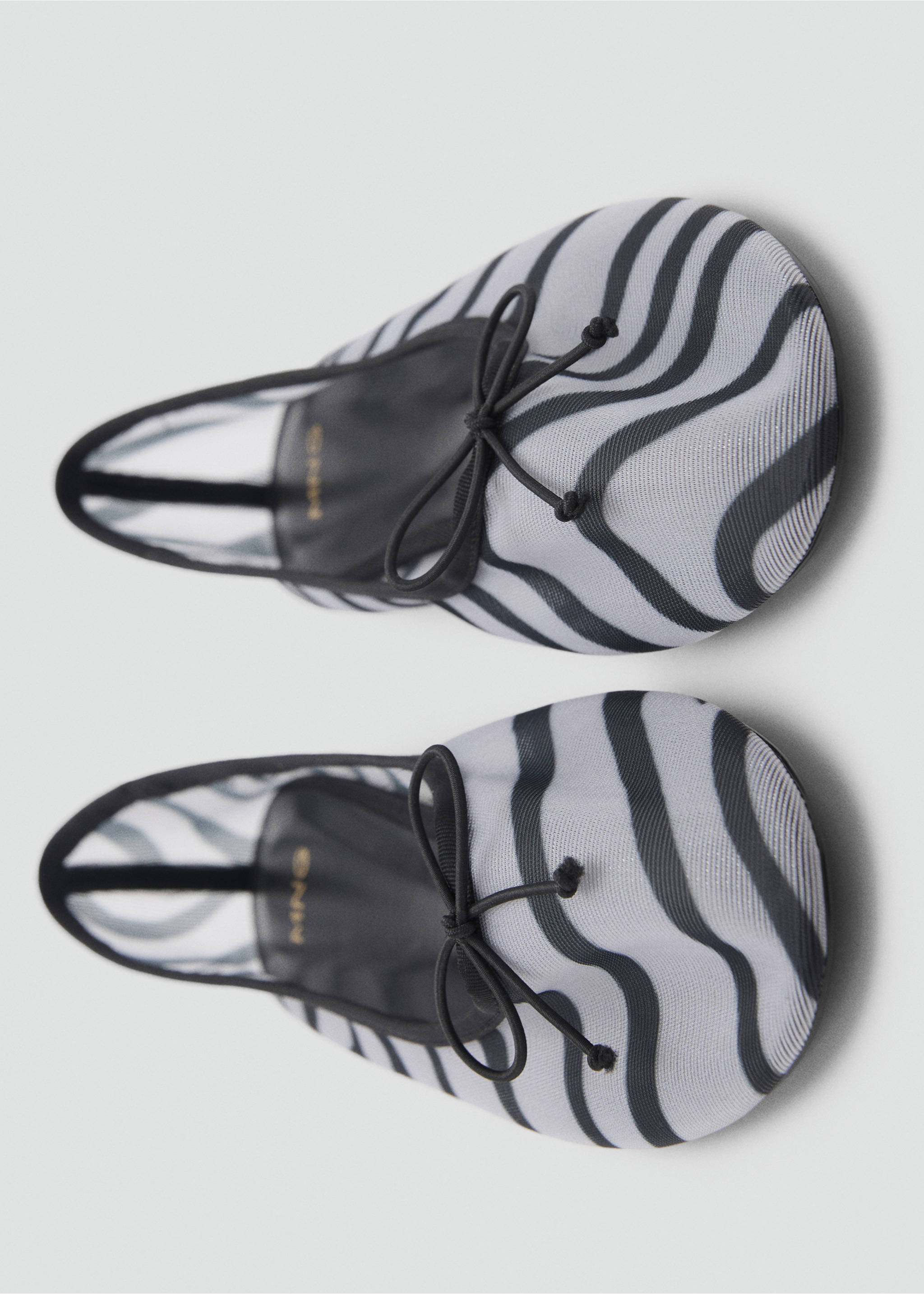 Animal-print mesh ballet flats - Details of the article 2, White. Ref: 87074804-00.