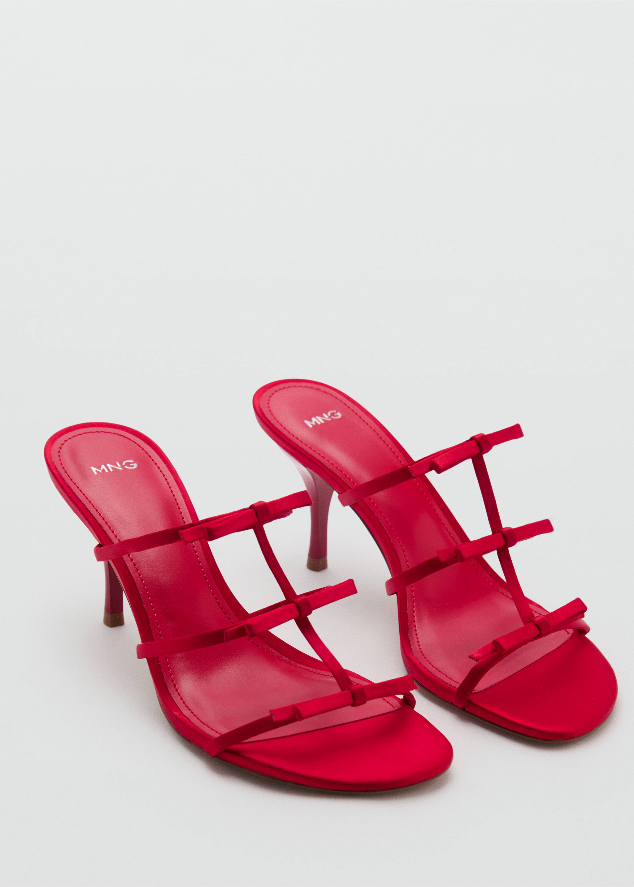 Strappy heeled sandals with bow detail - Medium plane, Red. Ref: 87075139-00.