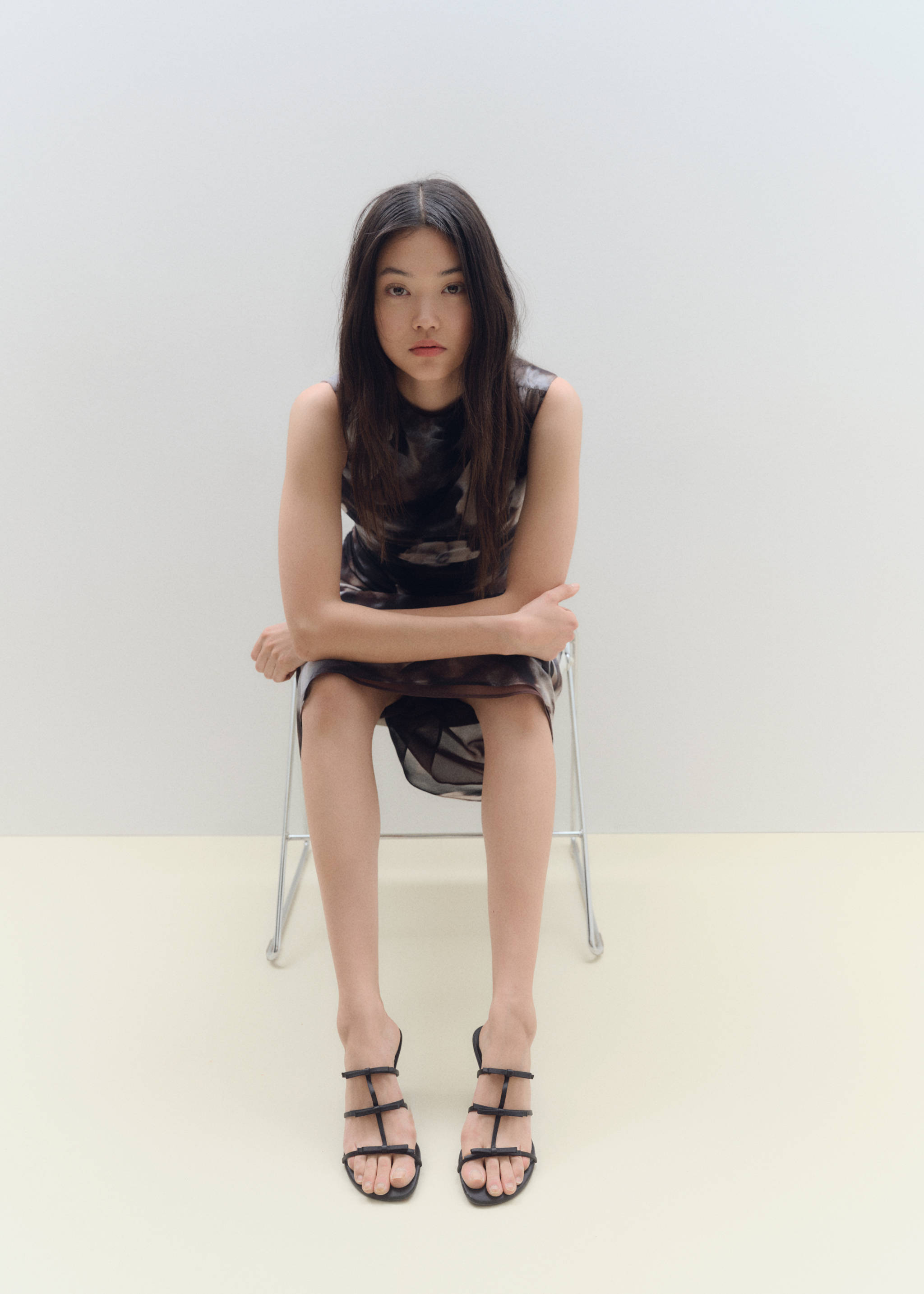 Strappy heeled sandals with bow detail - General plane, Black. Ref: 87075139-00.