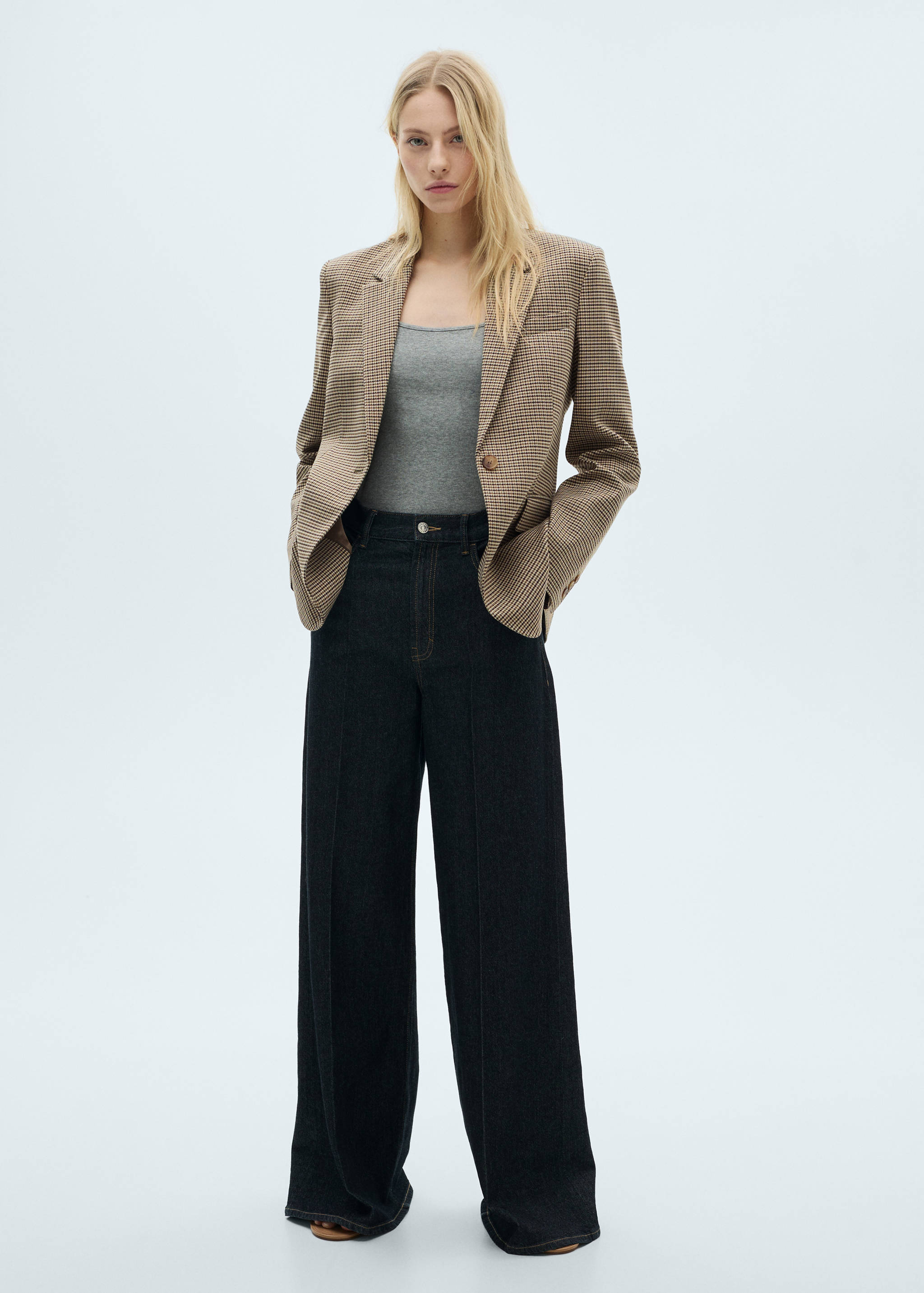 Straight-fit micro-houndstooth jacket - General plane