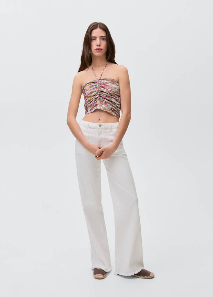 Ruched cotton top — Pink