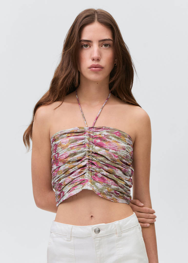 Ruched cotton top — Pink