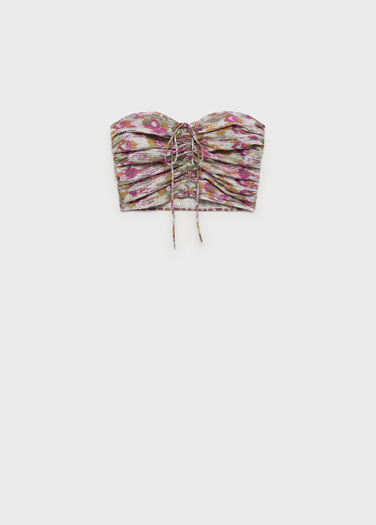 Ruched cotton top — Pink