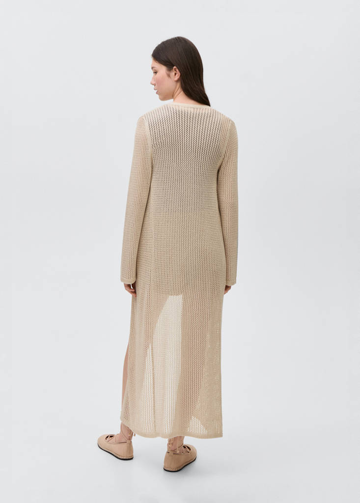 Long openwork knitted cardigan — Gold