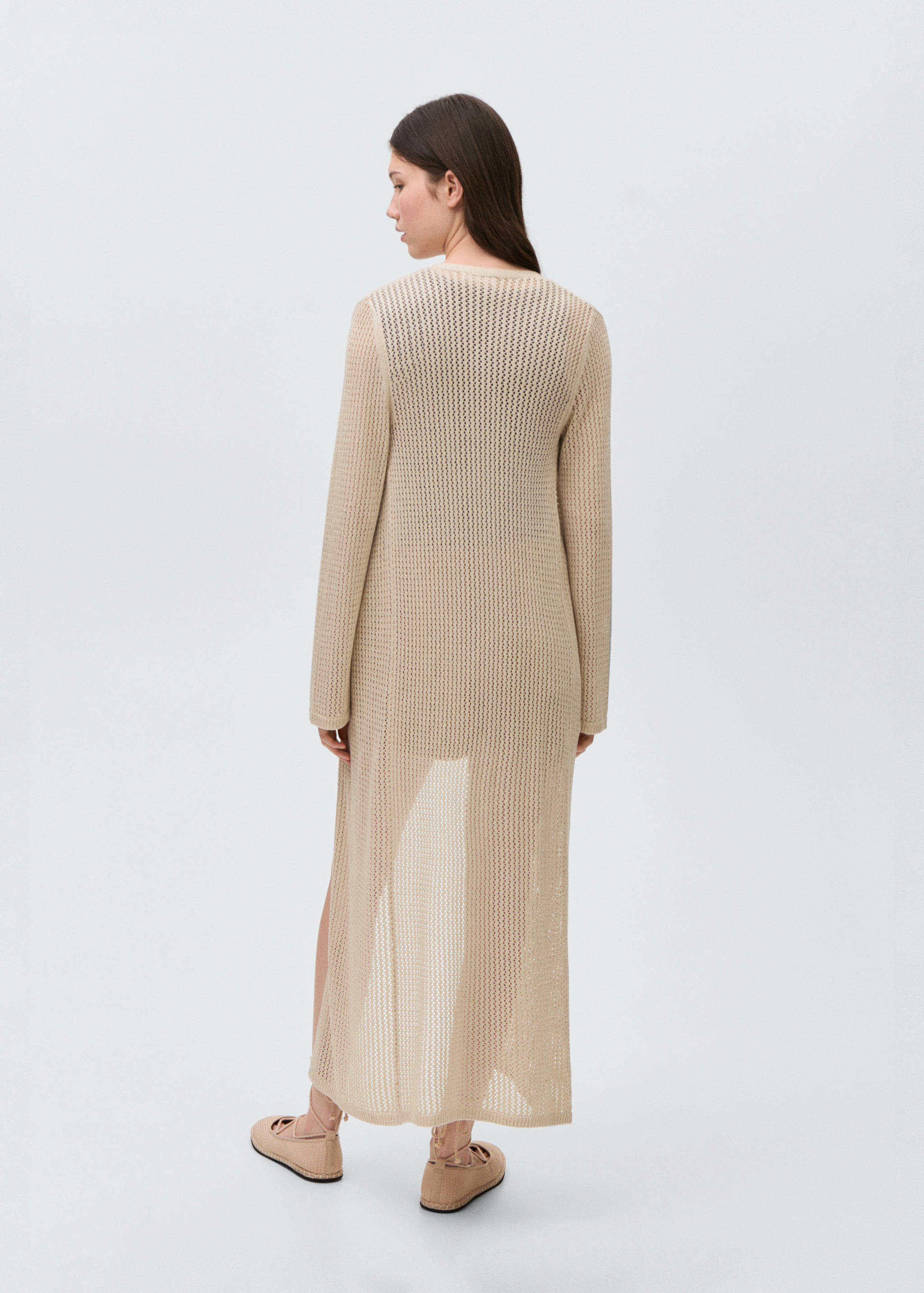 Long knitted cardigan with lace accents - Reverse of the article