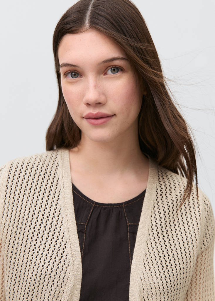 Long openwork knitted cardigan — Gold