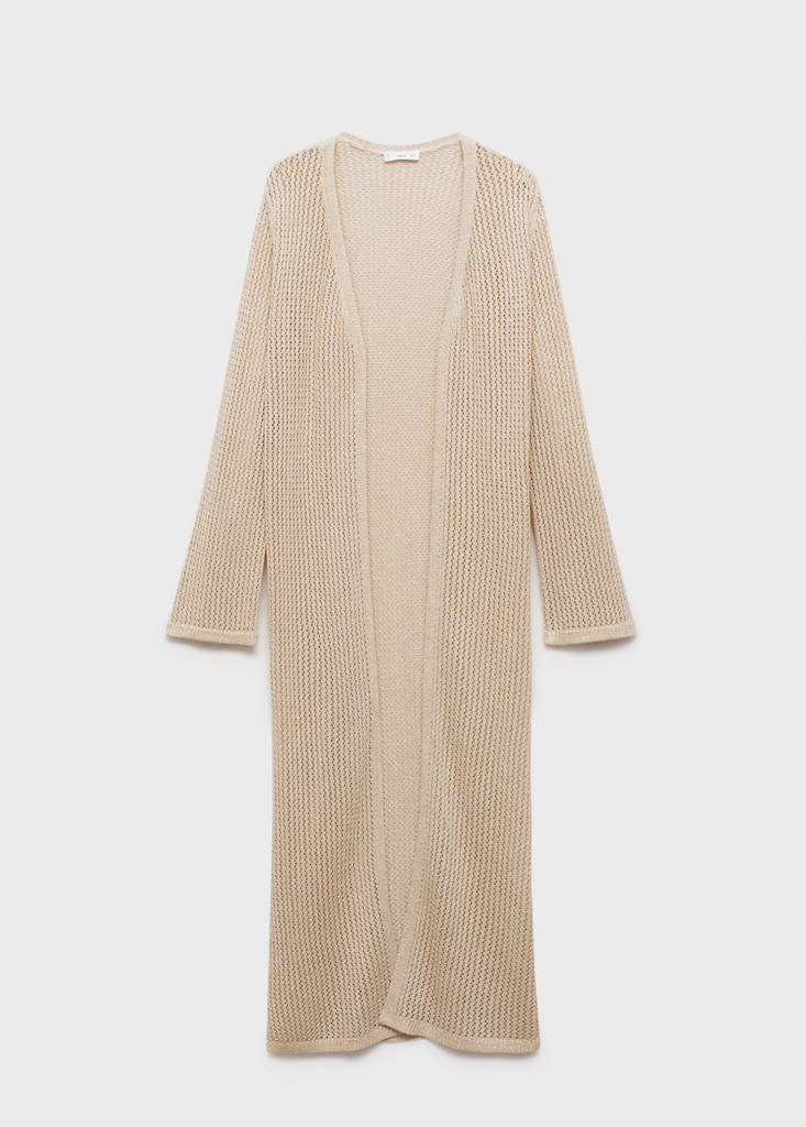 Long openwork knitted cardigan — Gold