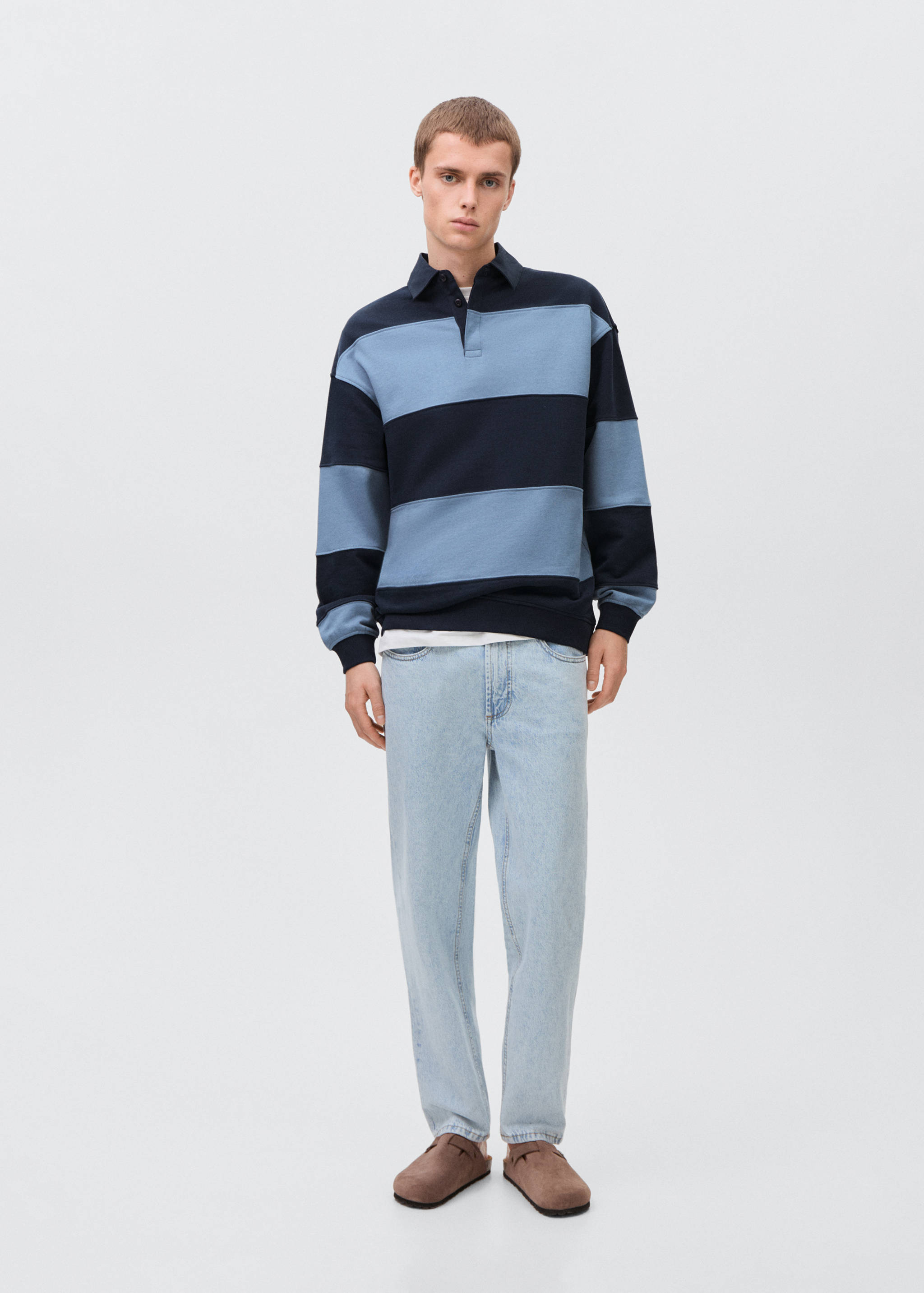 Sweat rayures col polo - Plan général