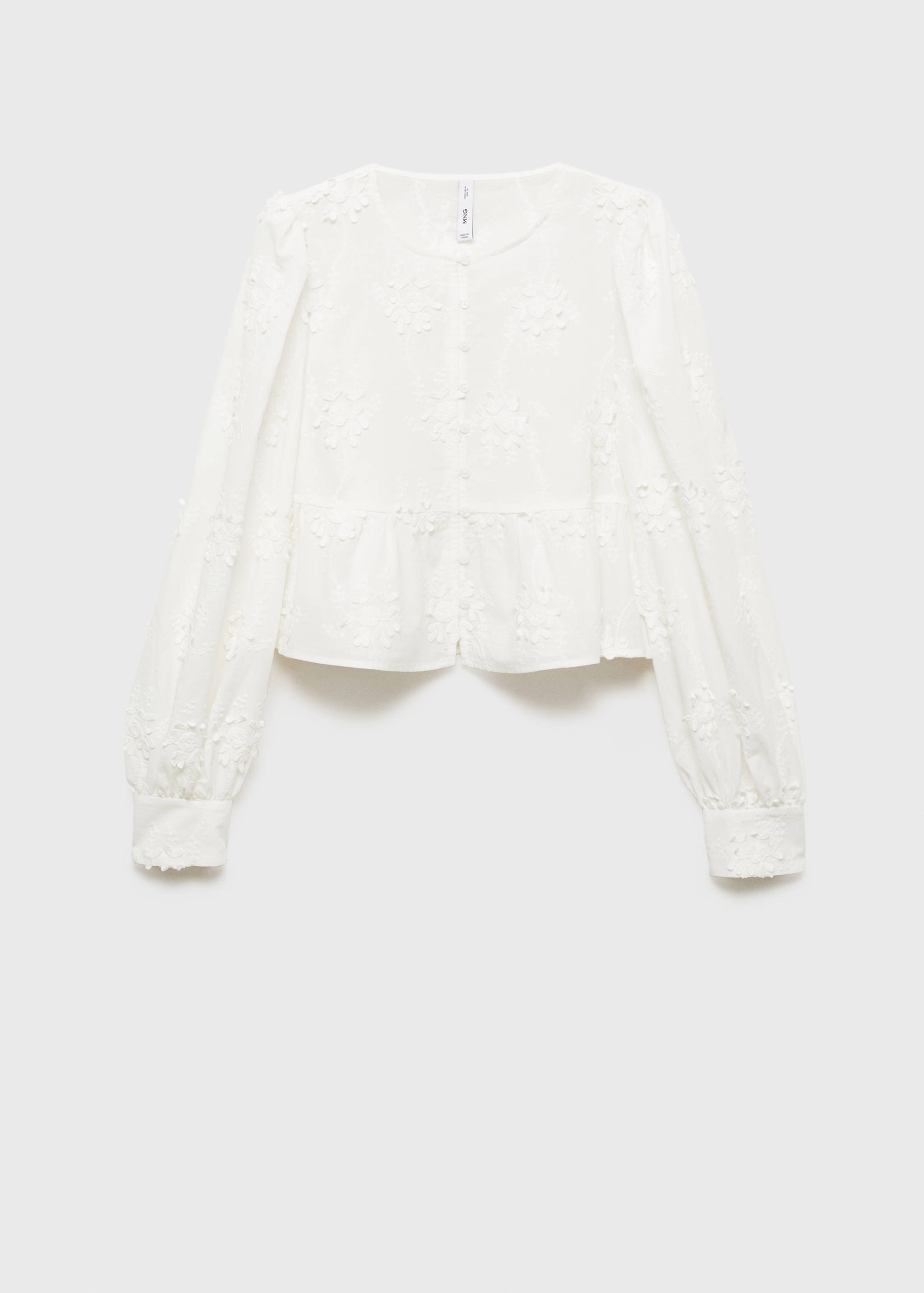 Flower-embroidered cotton blouse - Article without model