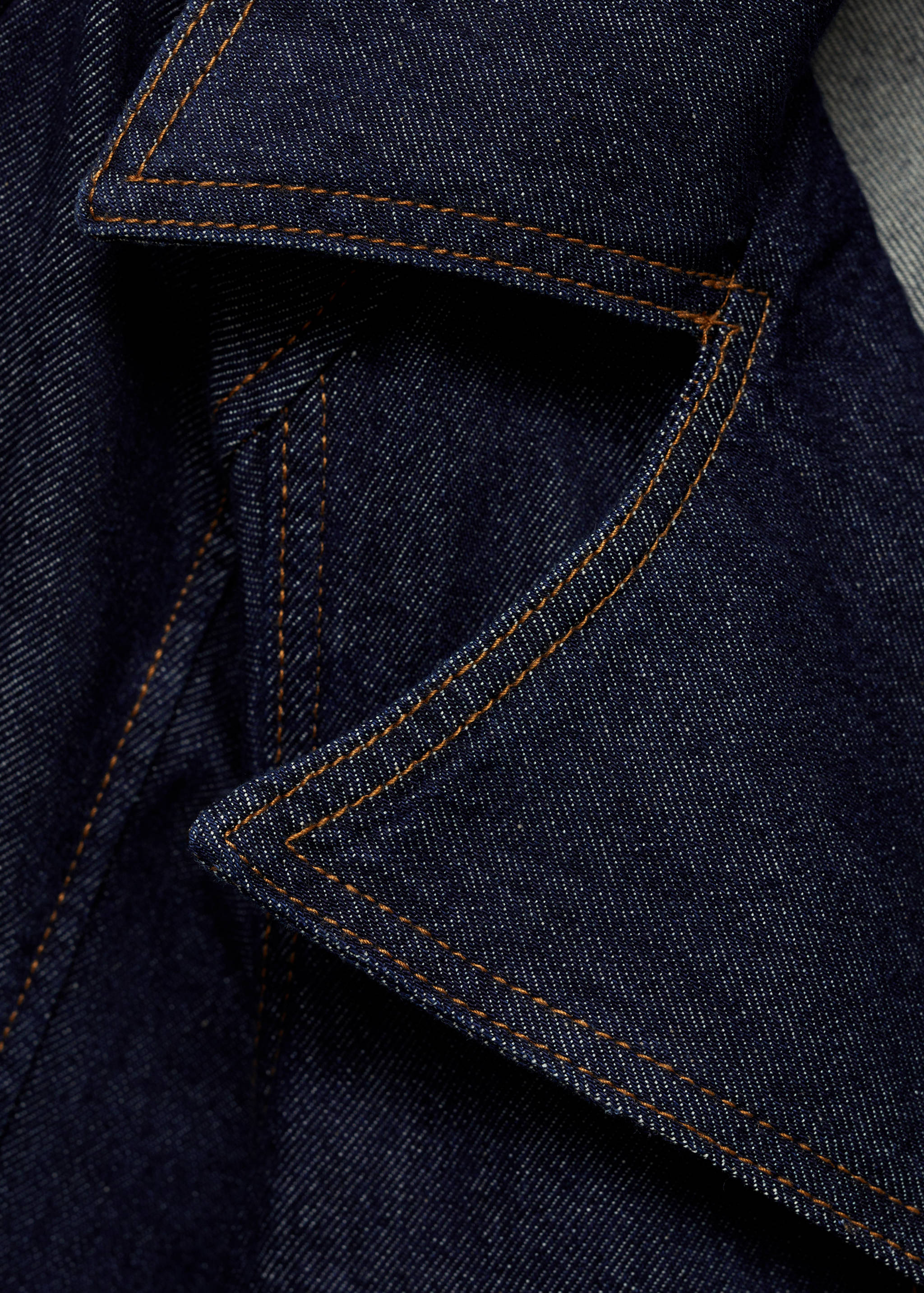 Short denim trench coat with belt - Details of the article 0