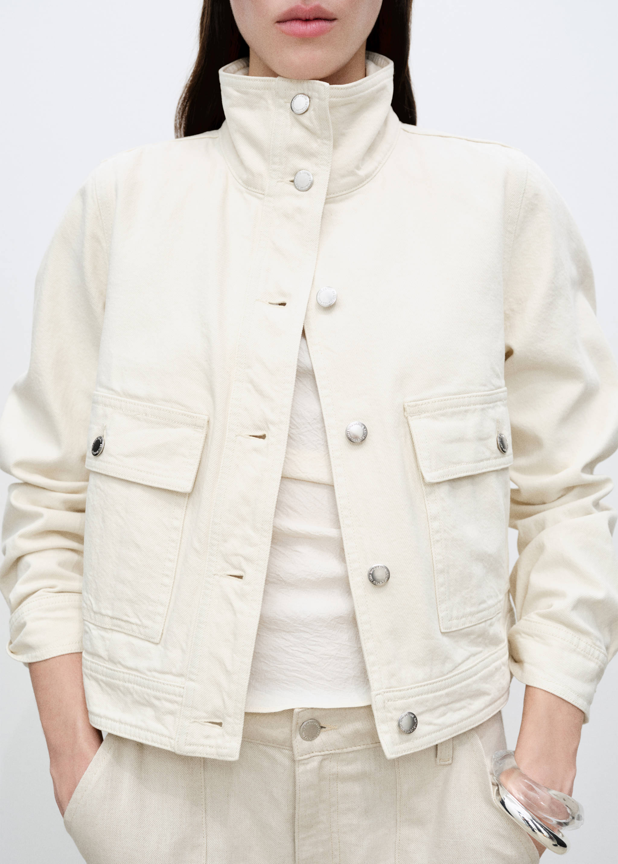 Veste en coton col montant poches - Détail de l'article 6