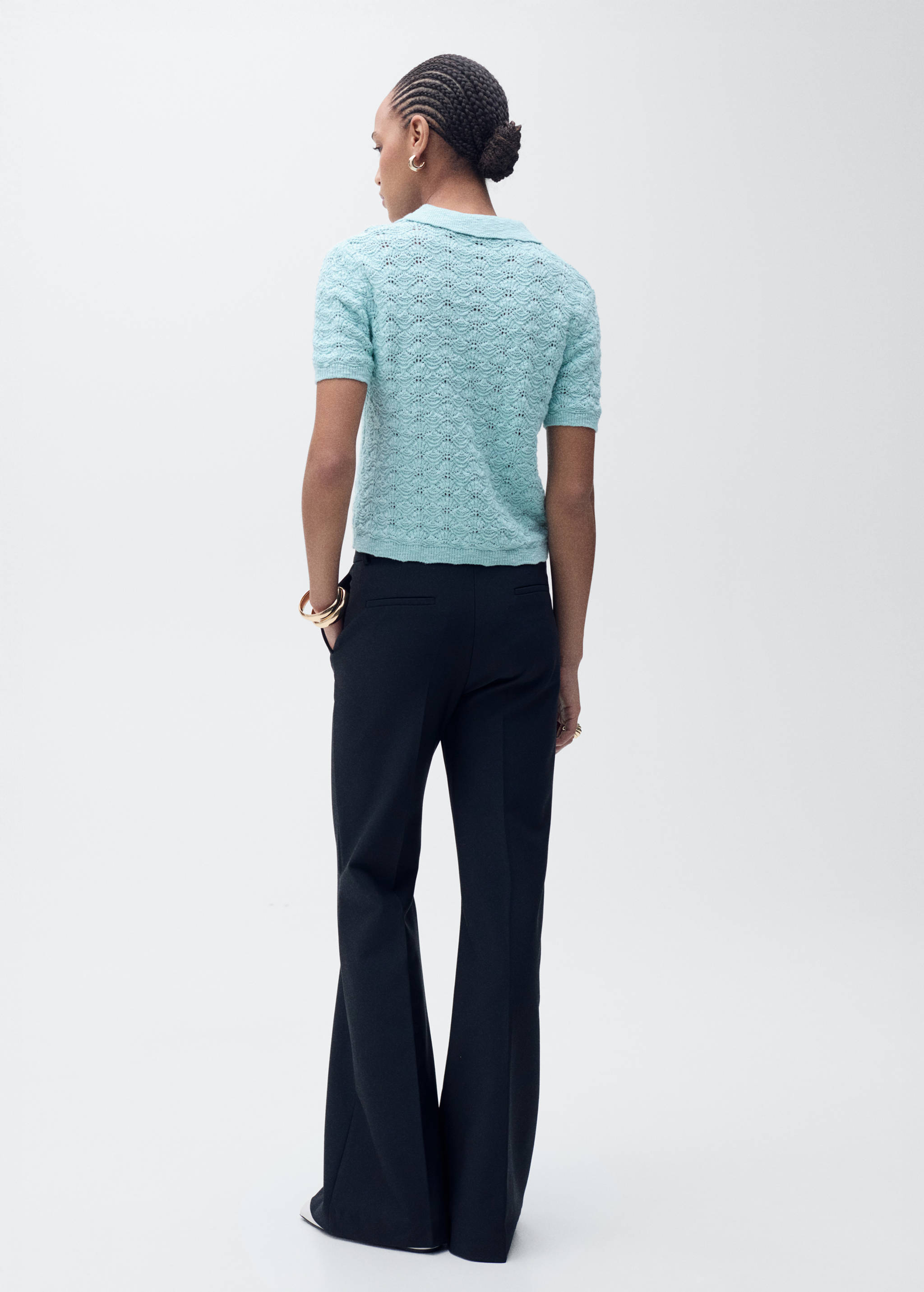 Pullover im Häkel-Style mit Polokragen - Rückseite des Artikels