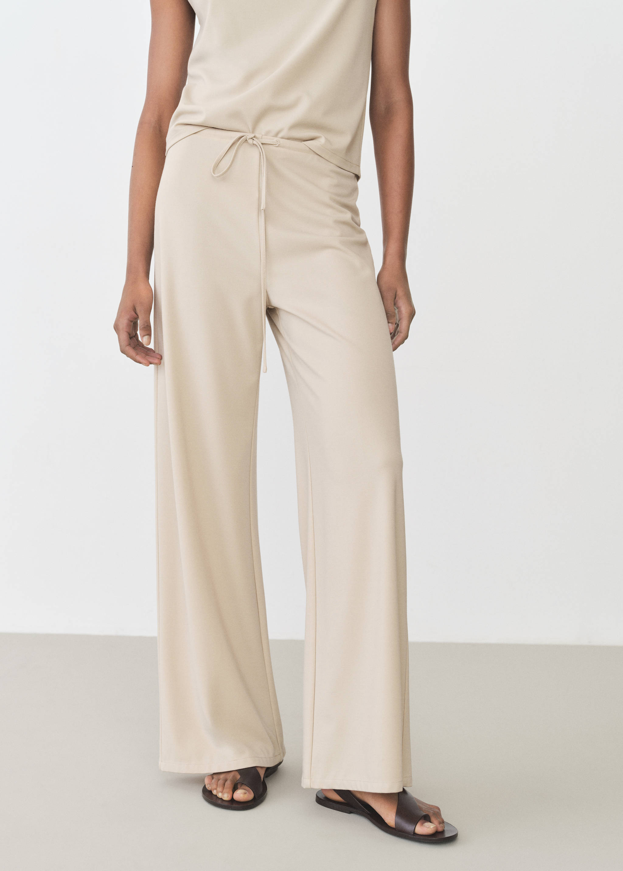Wide leg trousers with elastic waist - Medium plane