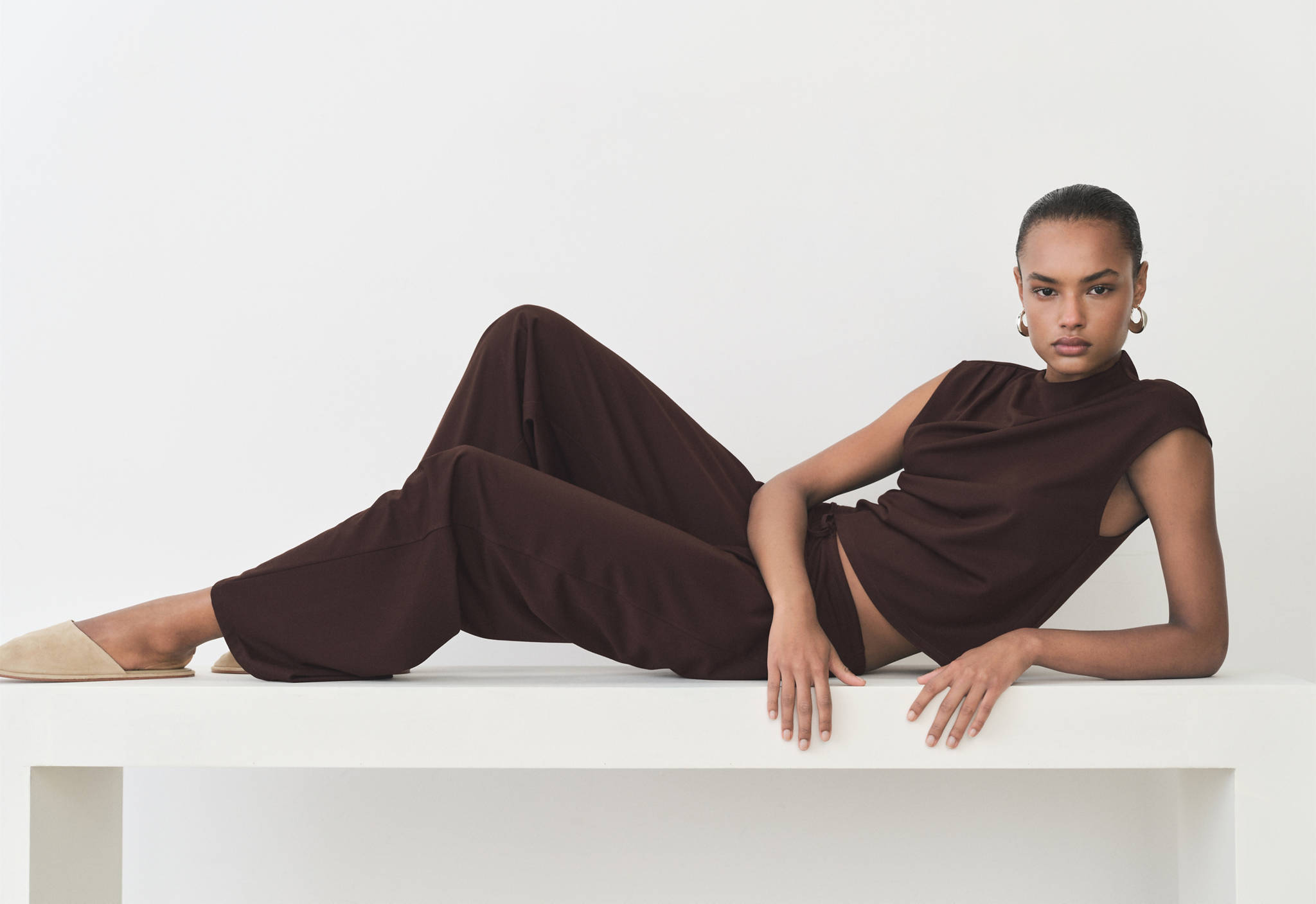 Wide leg trousers with elastic waist - Panoramic plane