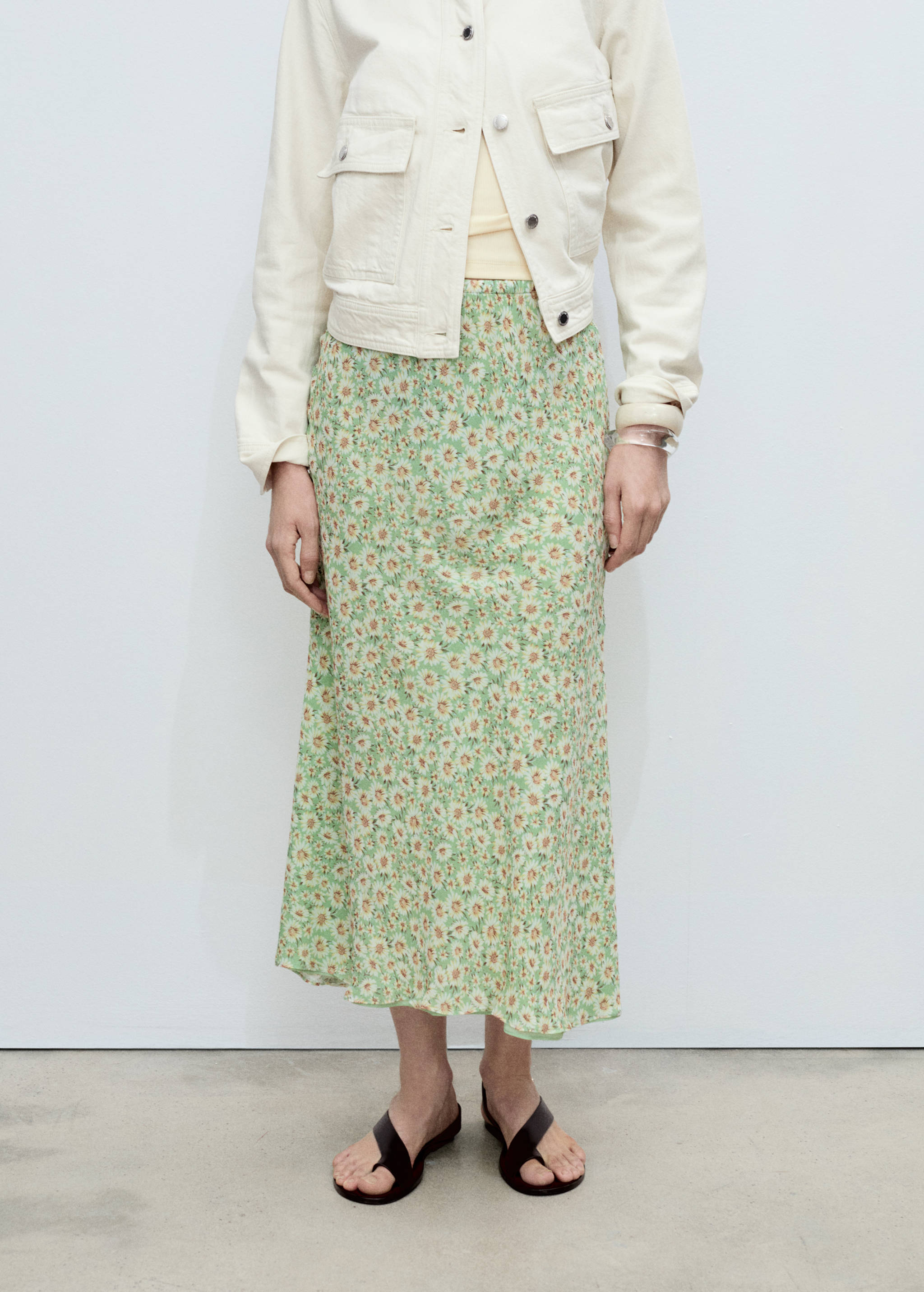 Long floral flared skirt - Medium plane