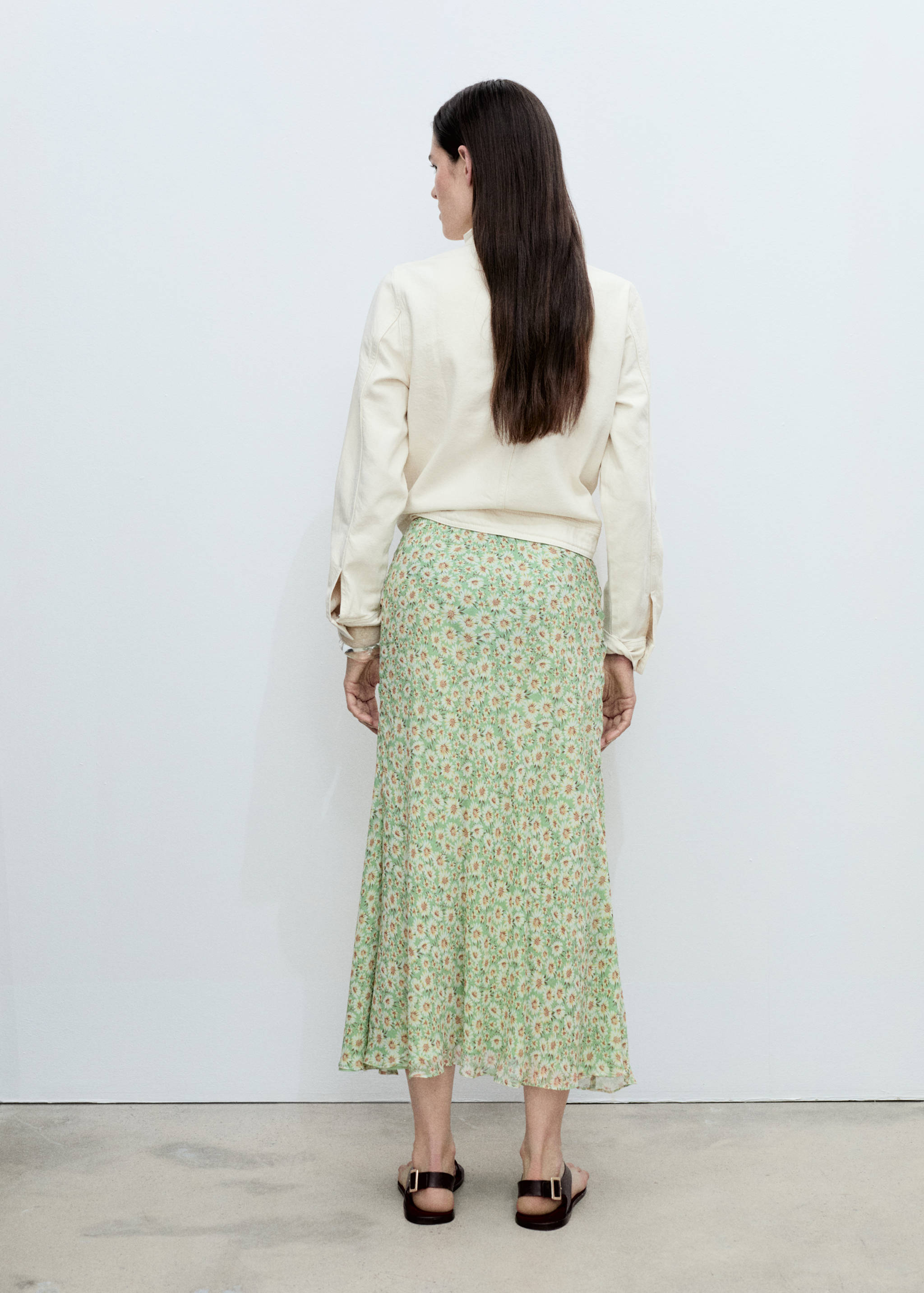 Long floral flared skirt - Reverse of the article