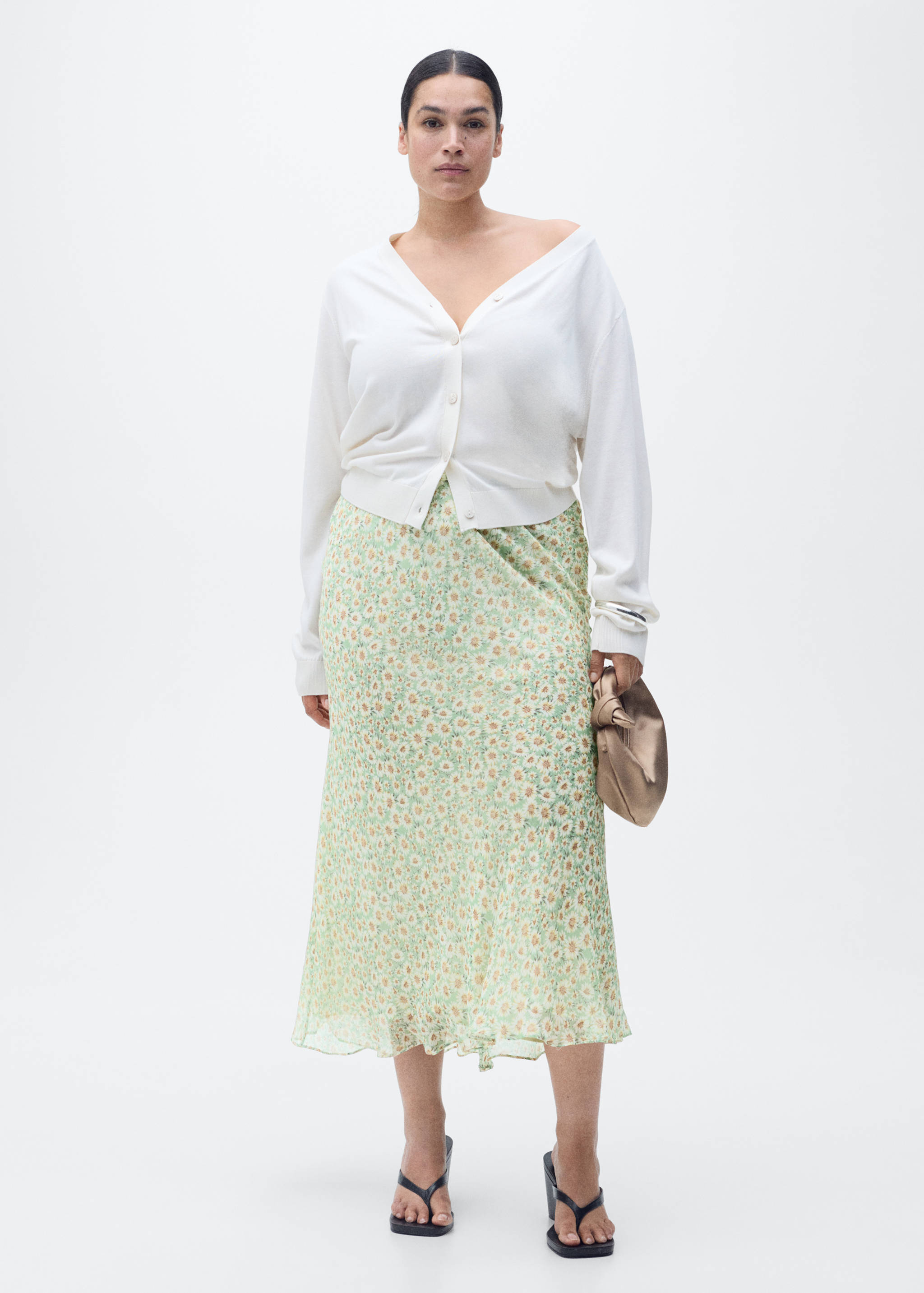 Long floral flared skirt - Details of the article 3