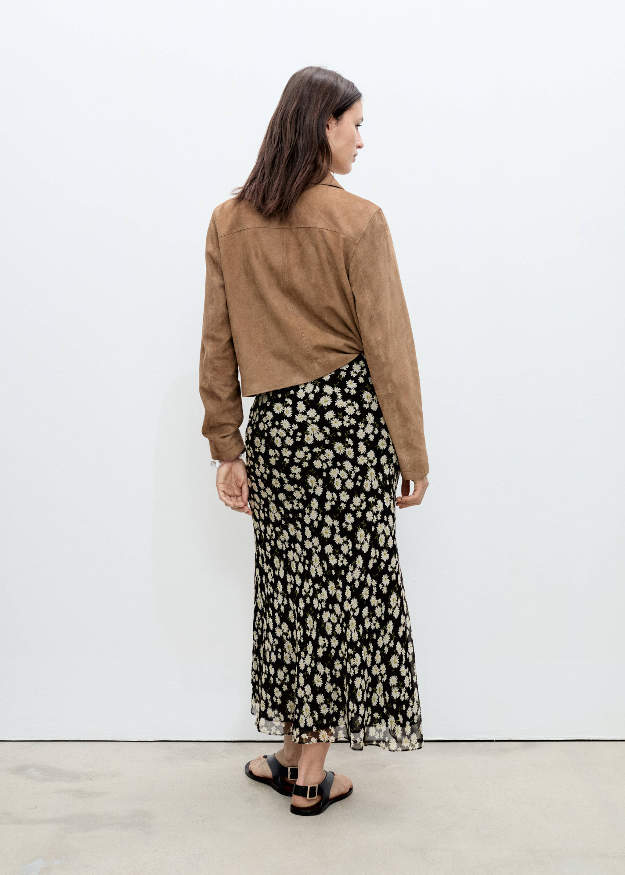 Long floral flared skirt - Reverse of the article