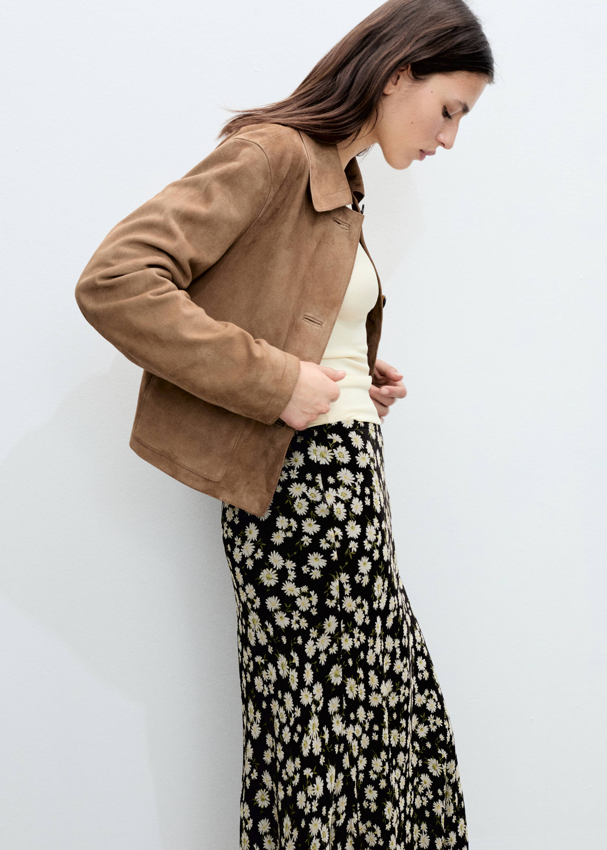 Long floral flared skirt - Details of the article 1