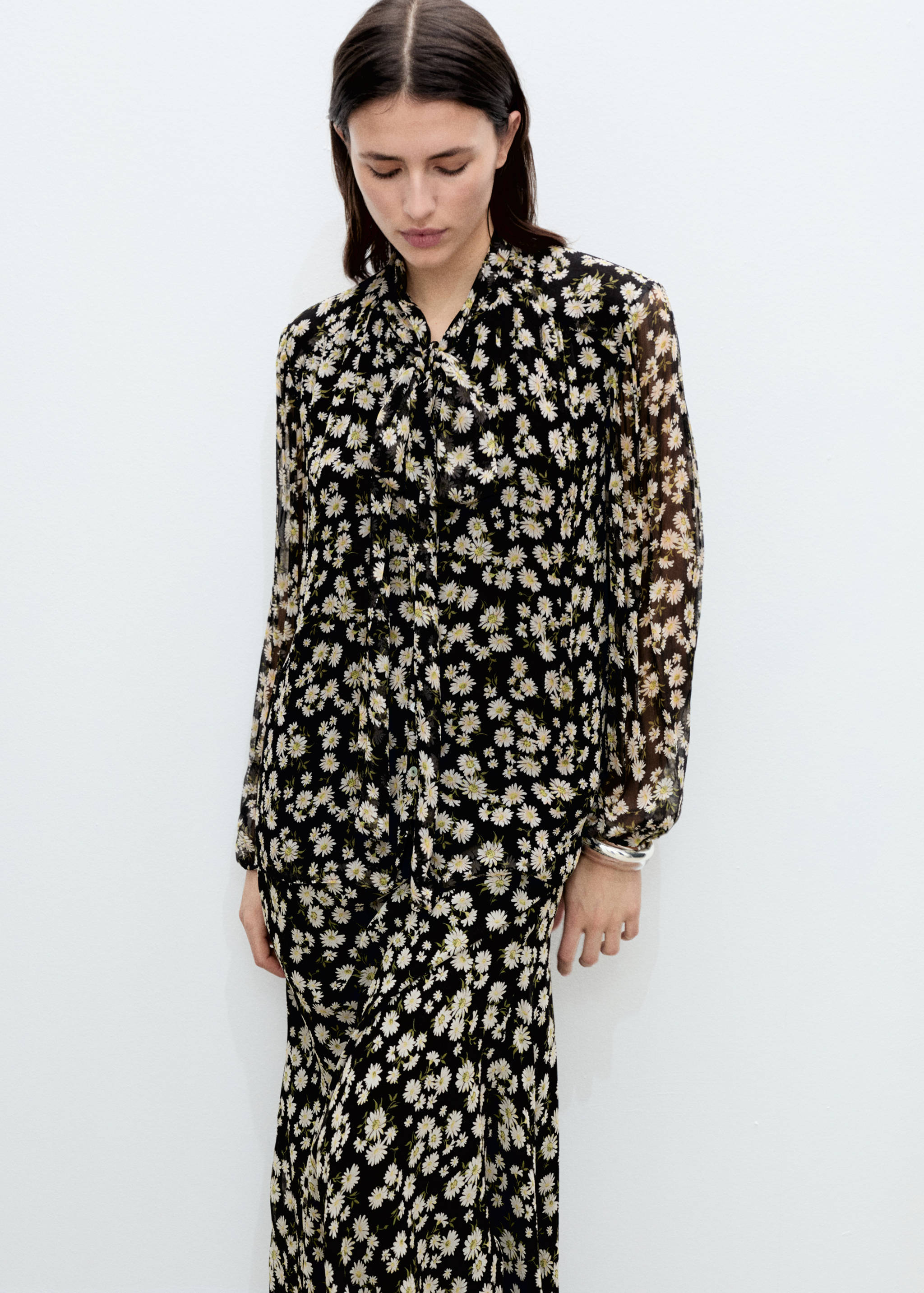 Long floral flared skirt - Details of the article 6