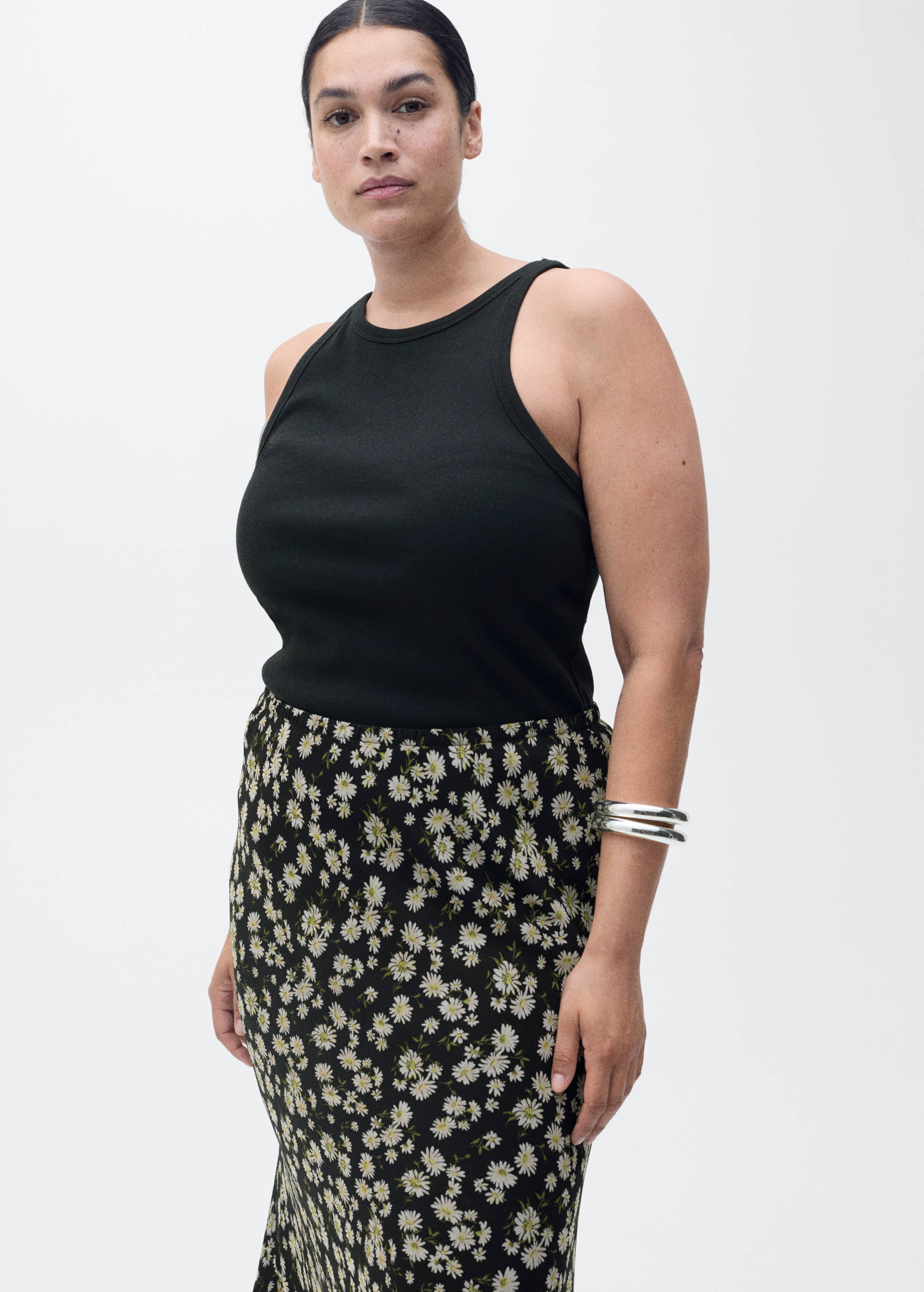 Long floral flared skirt - Details of the article 5