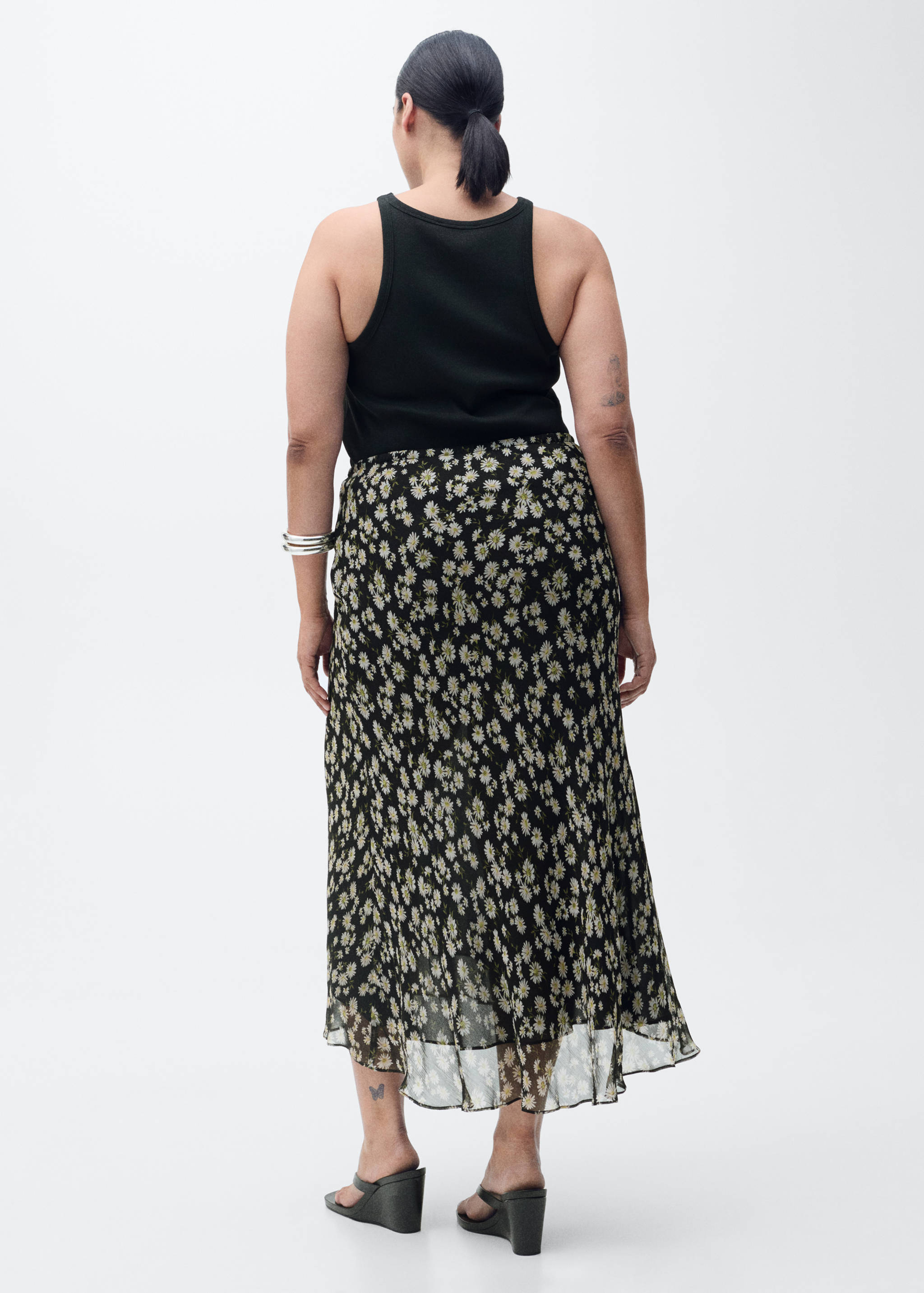 Long floral flared skirt - Details of the article 4