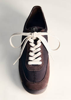 Trainers with contrasting stripe and suede panels — Chocolate 6