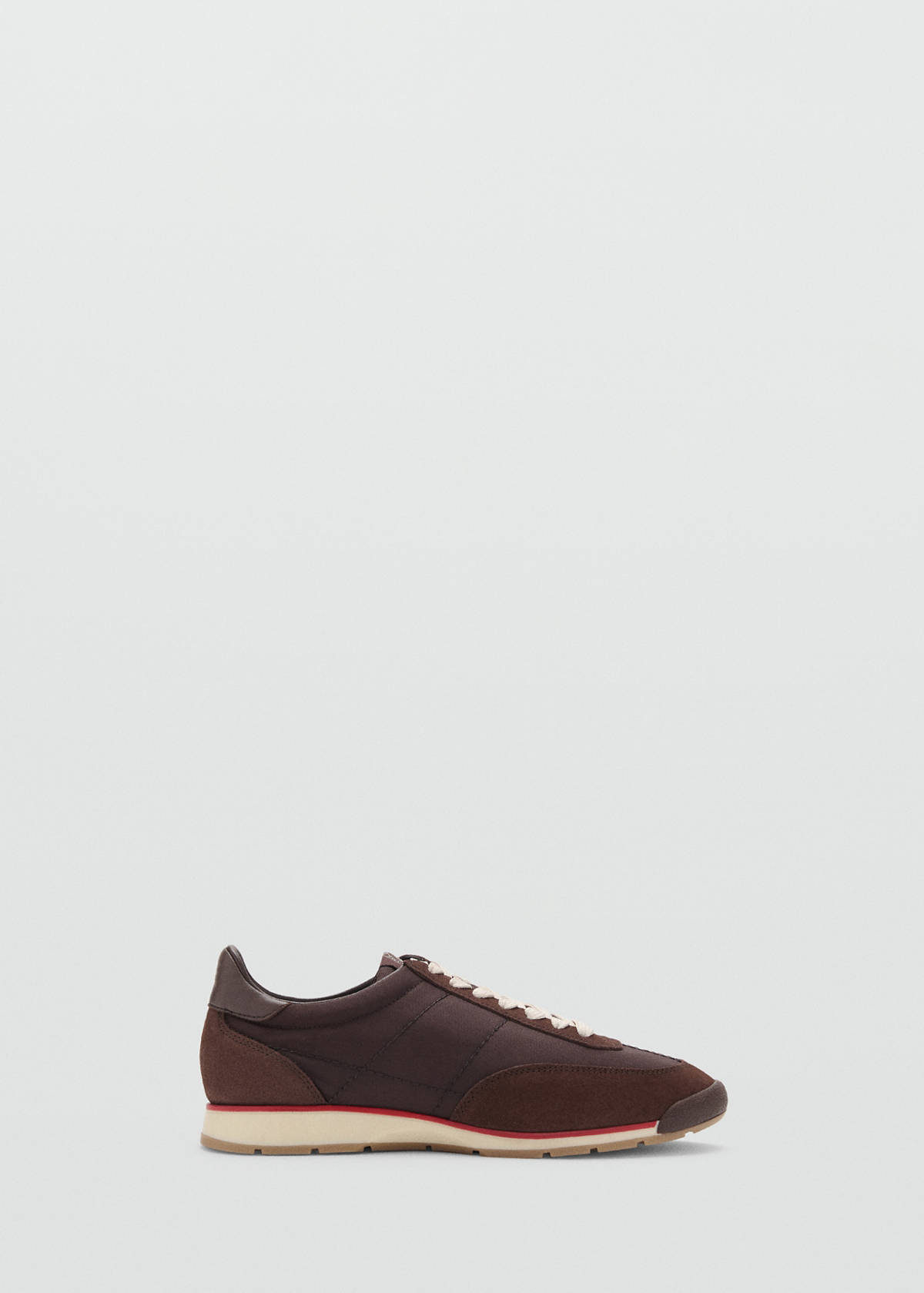 Trainers with contrasting stripe and suede panels — Chocolate
