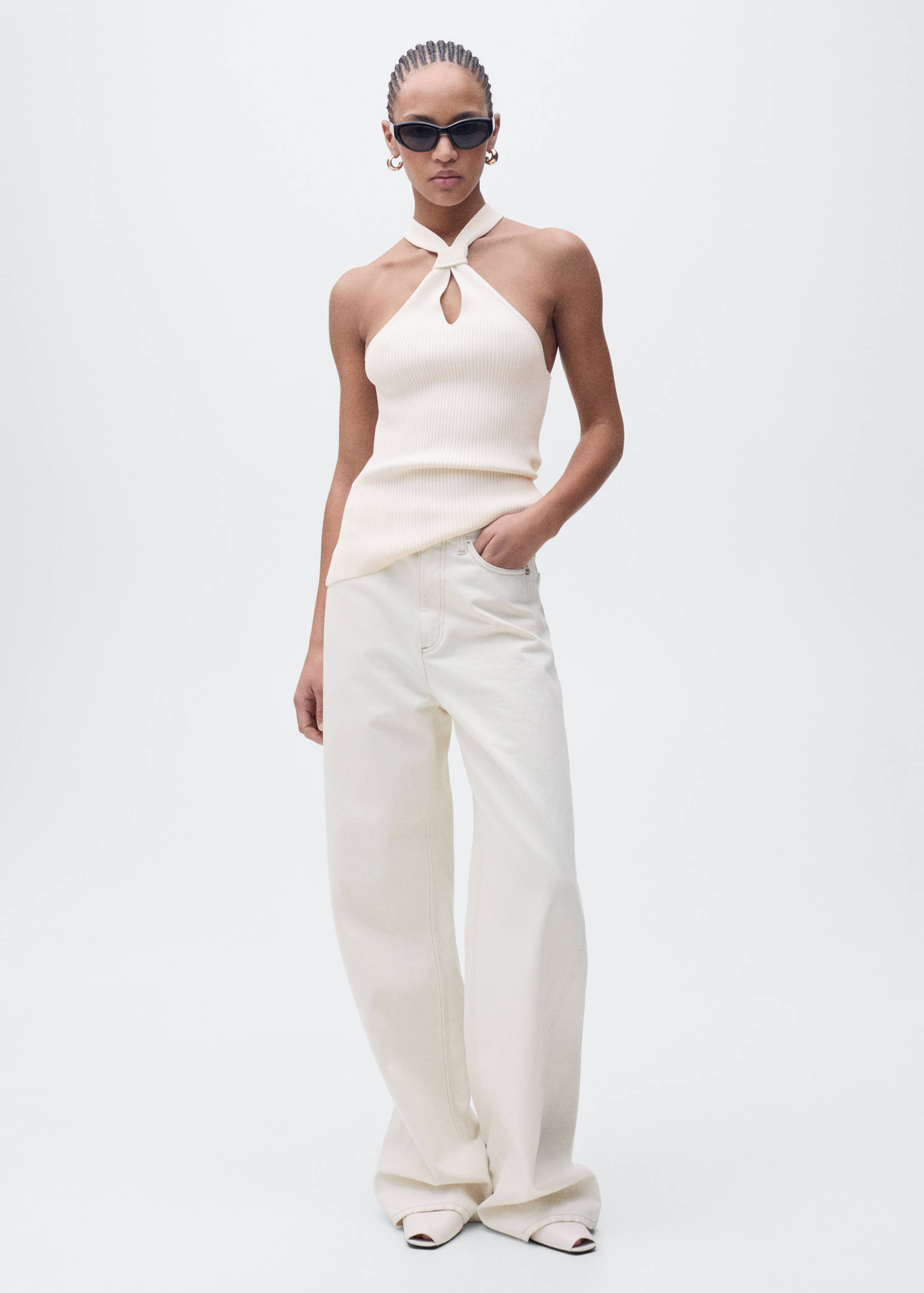 Halter-neck top with knot detail - General plane