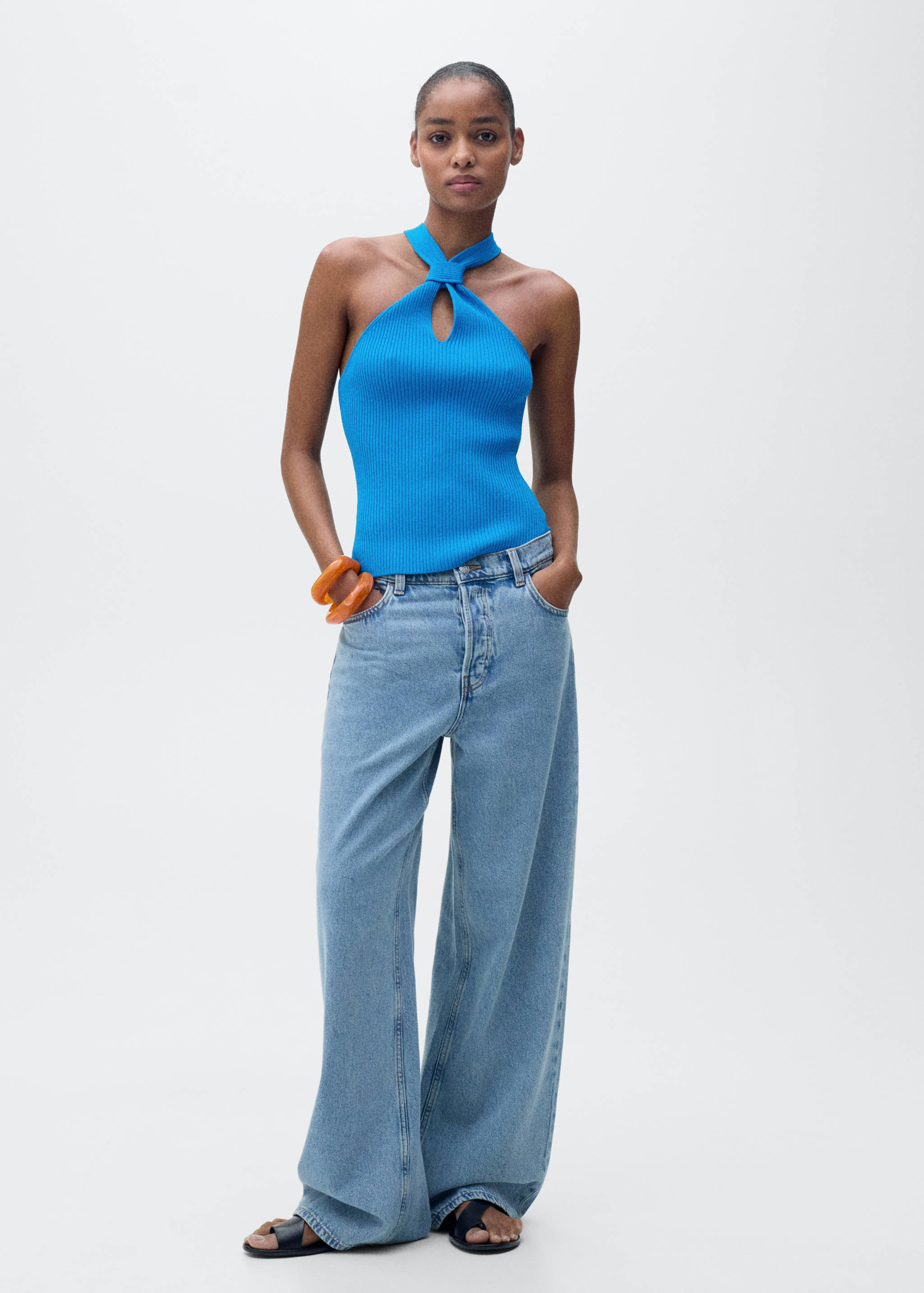 Halter-neck top with knot detail - General plane