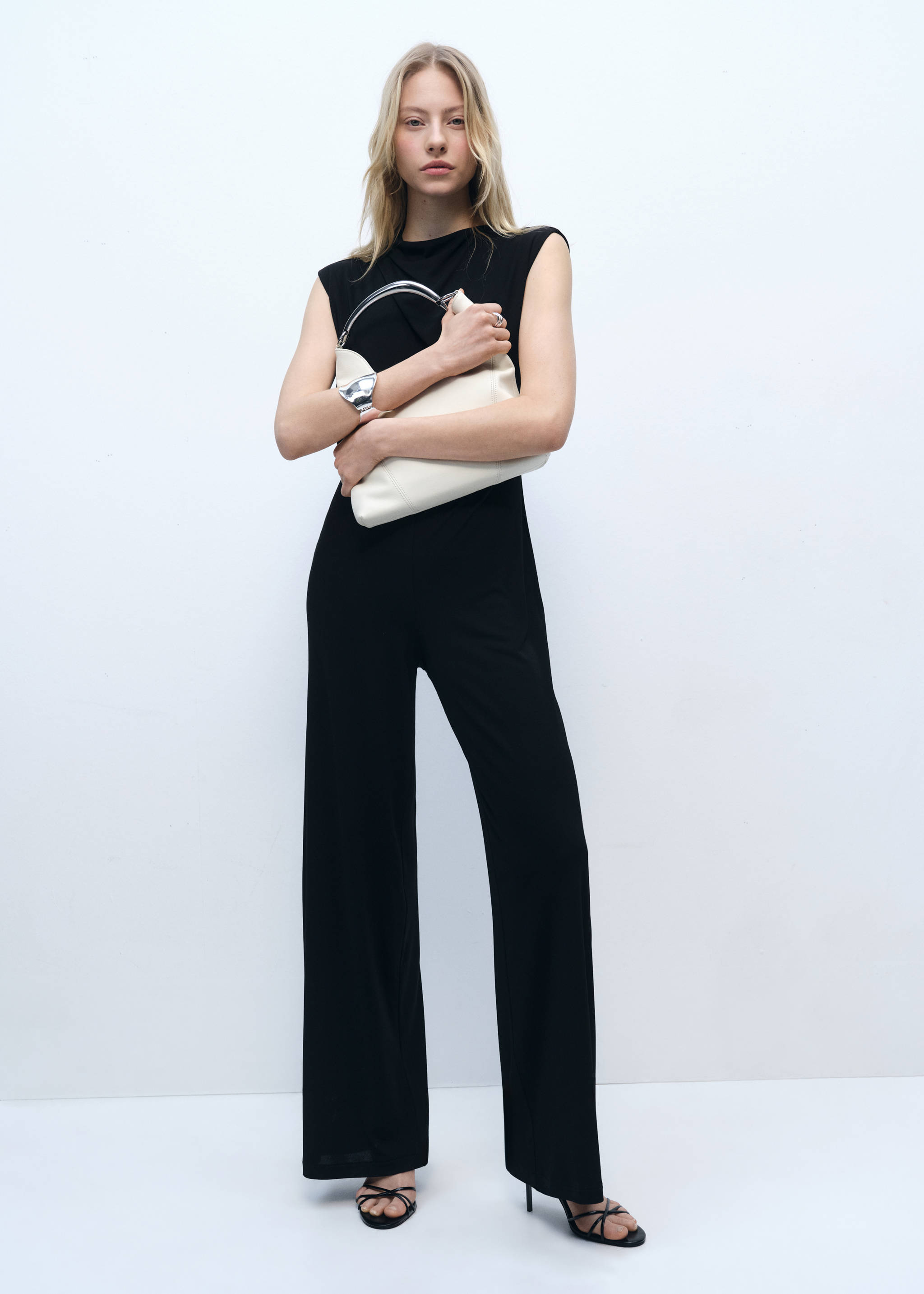 Straight-fit jumpsuit with draped neckline - General plane