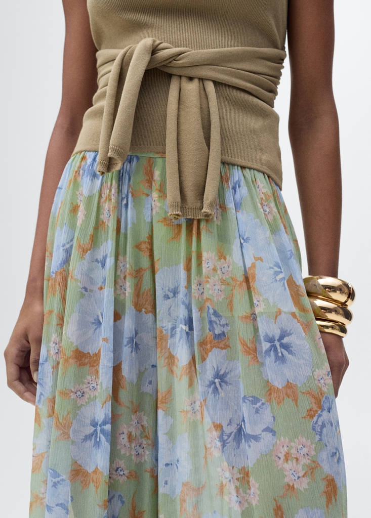 Floral-print balloon trousers — Mint Green