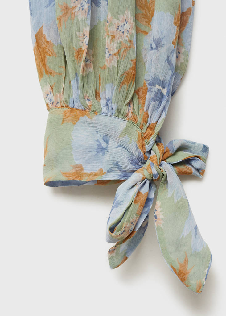 Floral-print balloon trousers — Mint Green