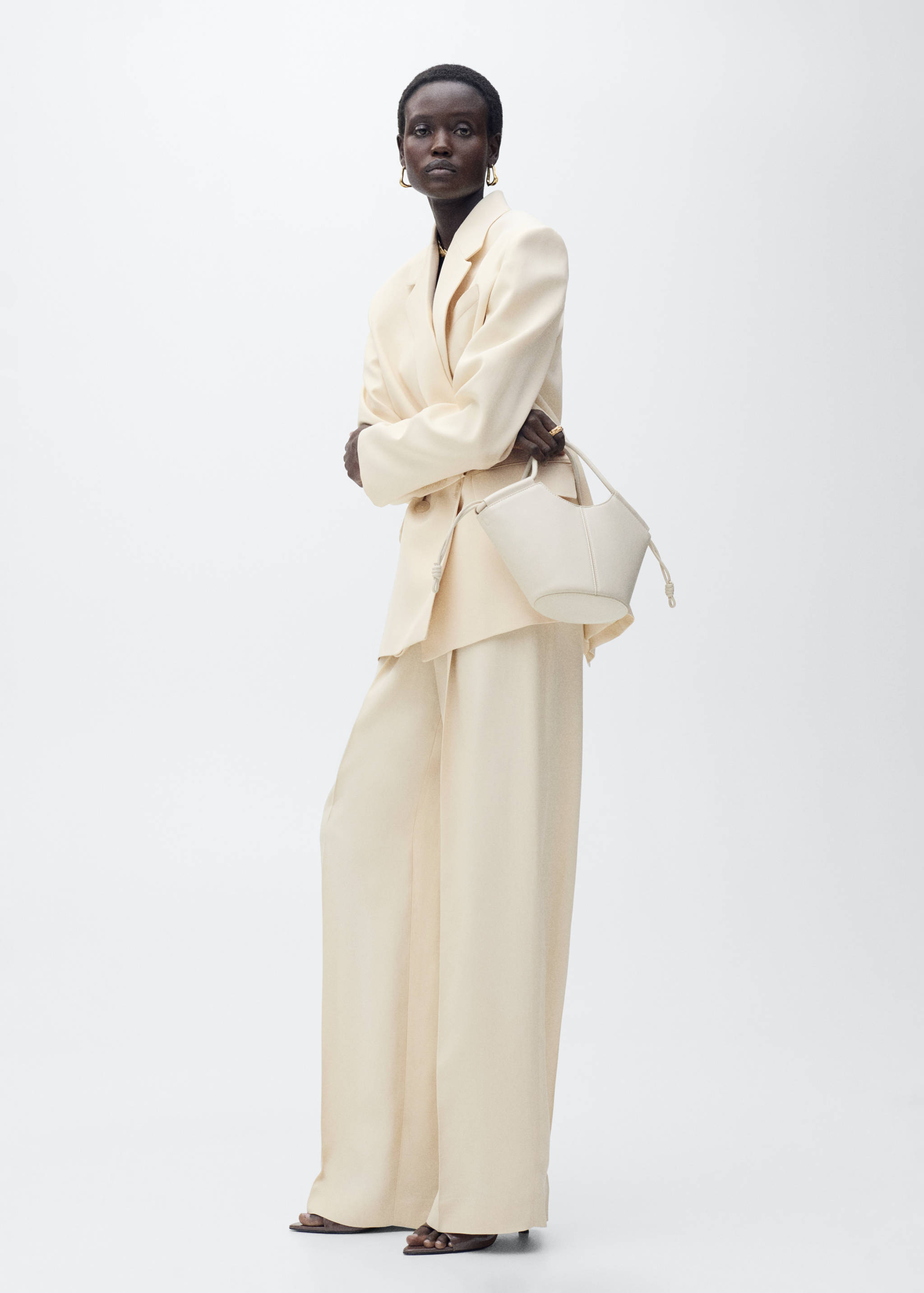 Wide leg pleated suit trousers - General plane