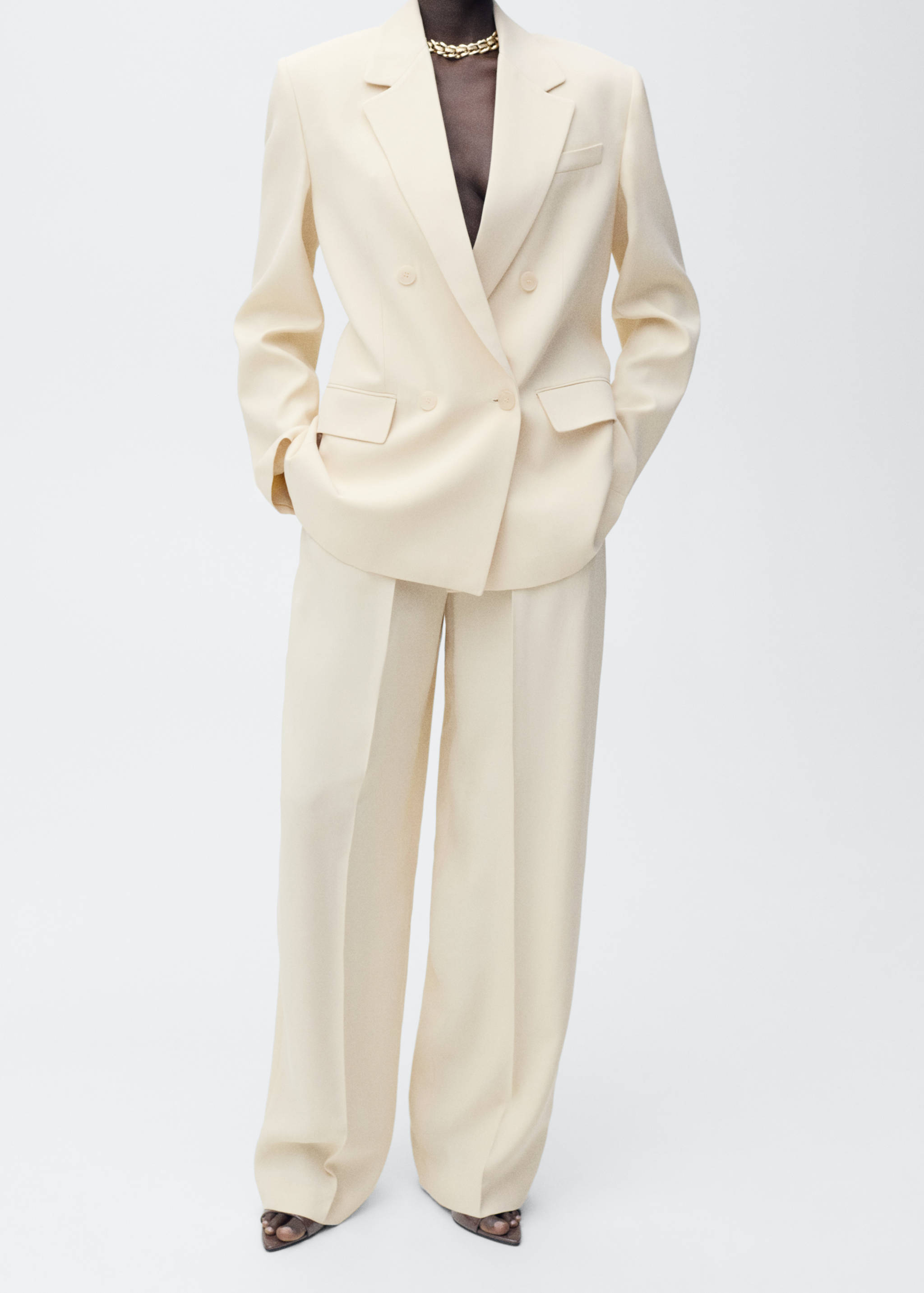 Wide leg pleated suit trousers - Medium plane