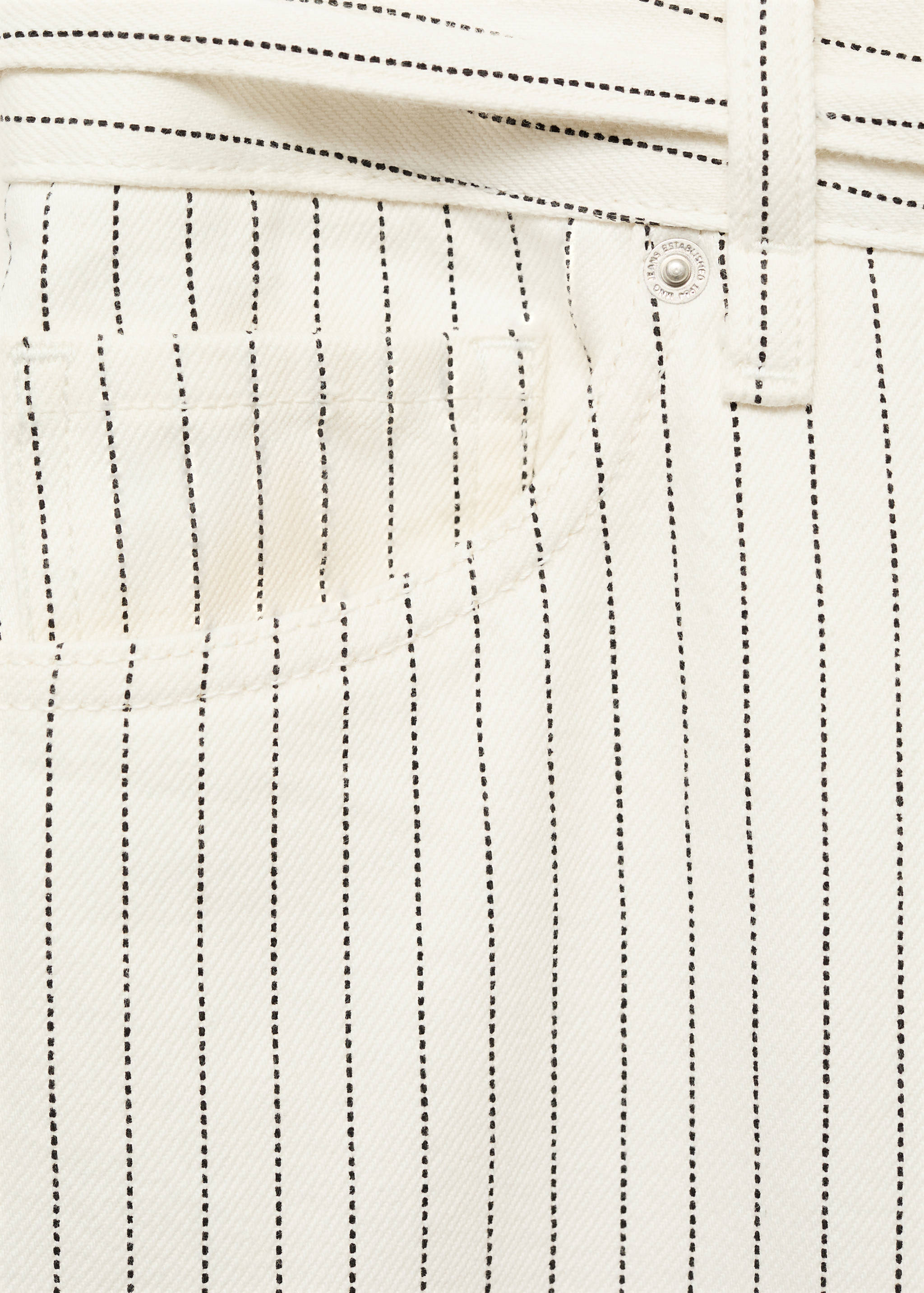 Wide leg jeans with stripes and belt - Details of the article 0