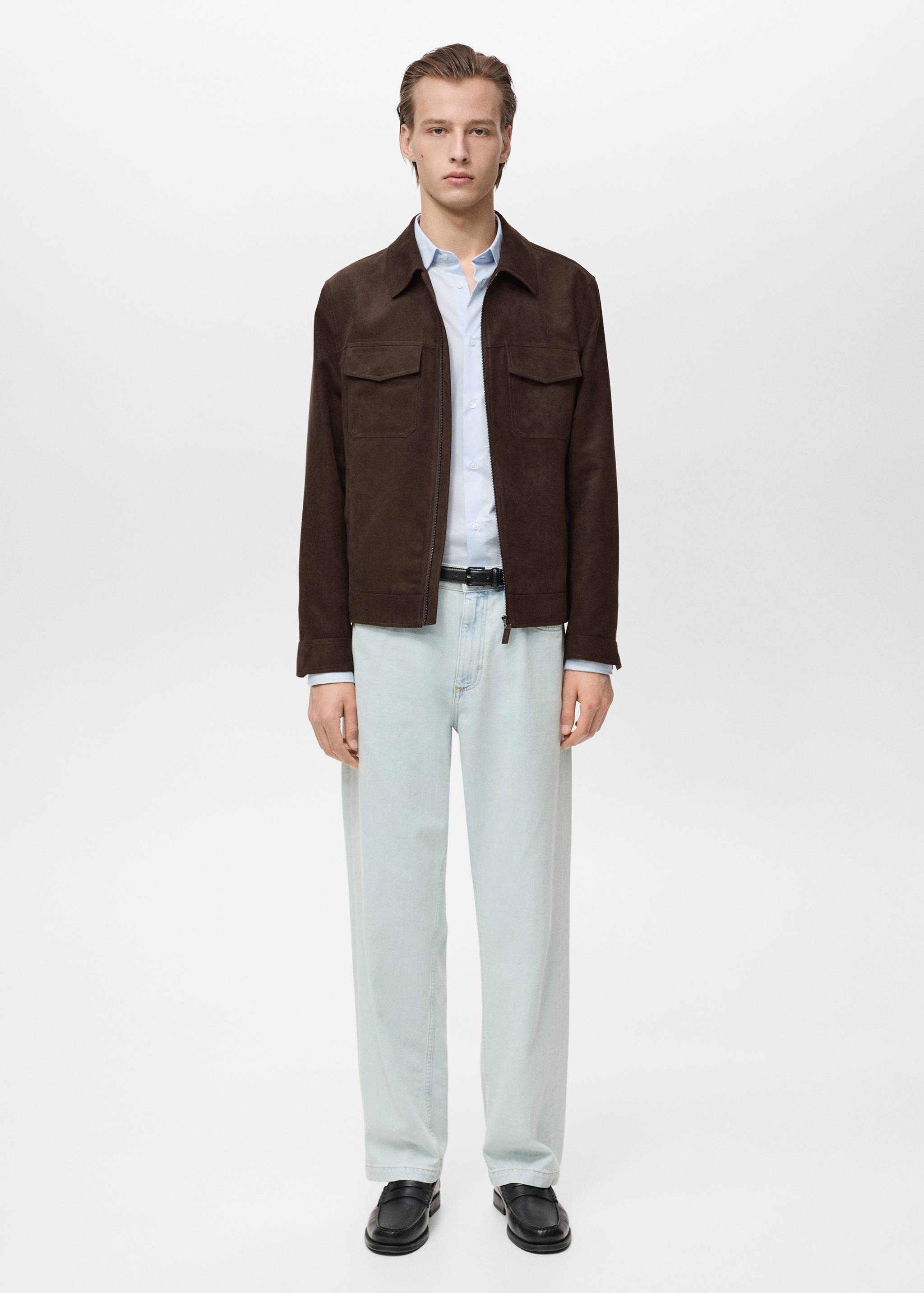 Suede-effect jacket with zip - General plane