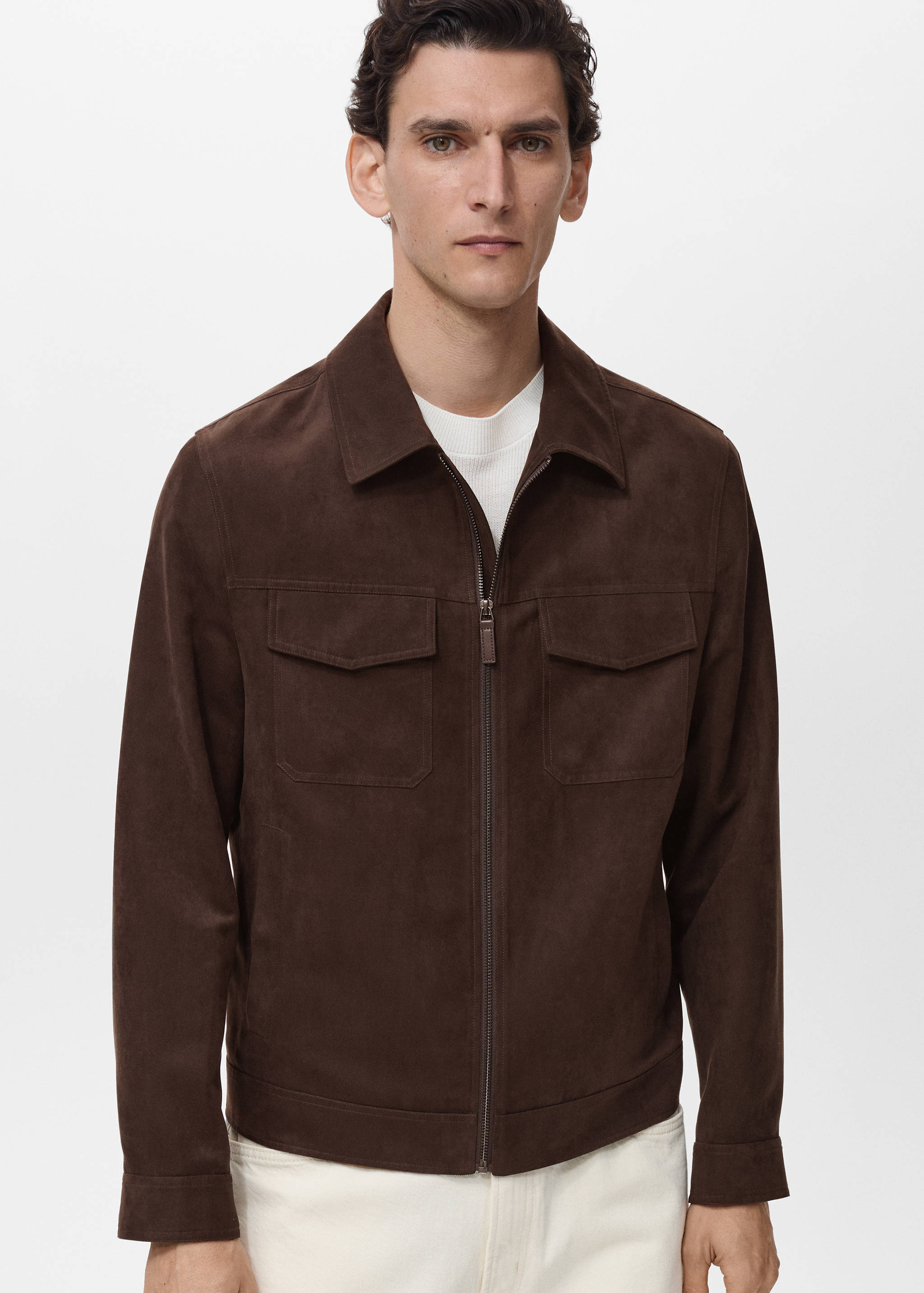 Suede-effect jacket with zip - Details of the article 4