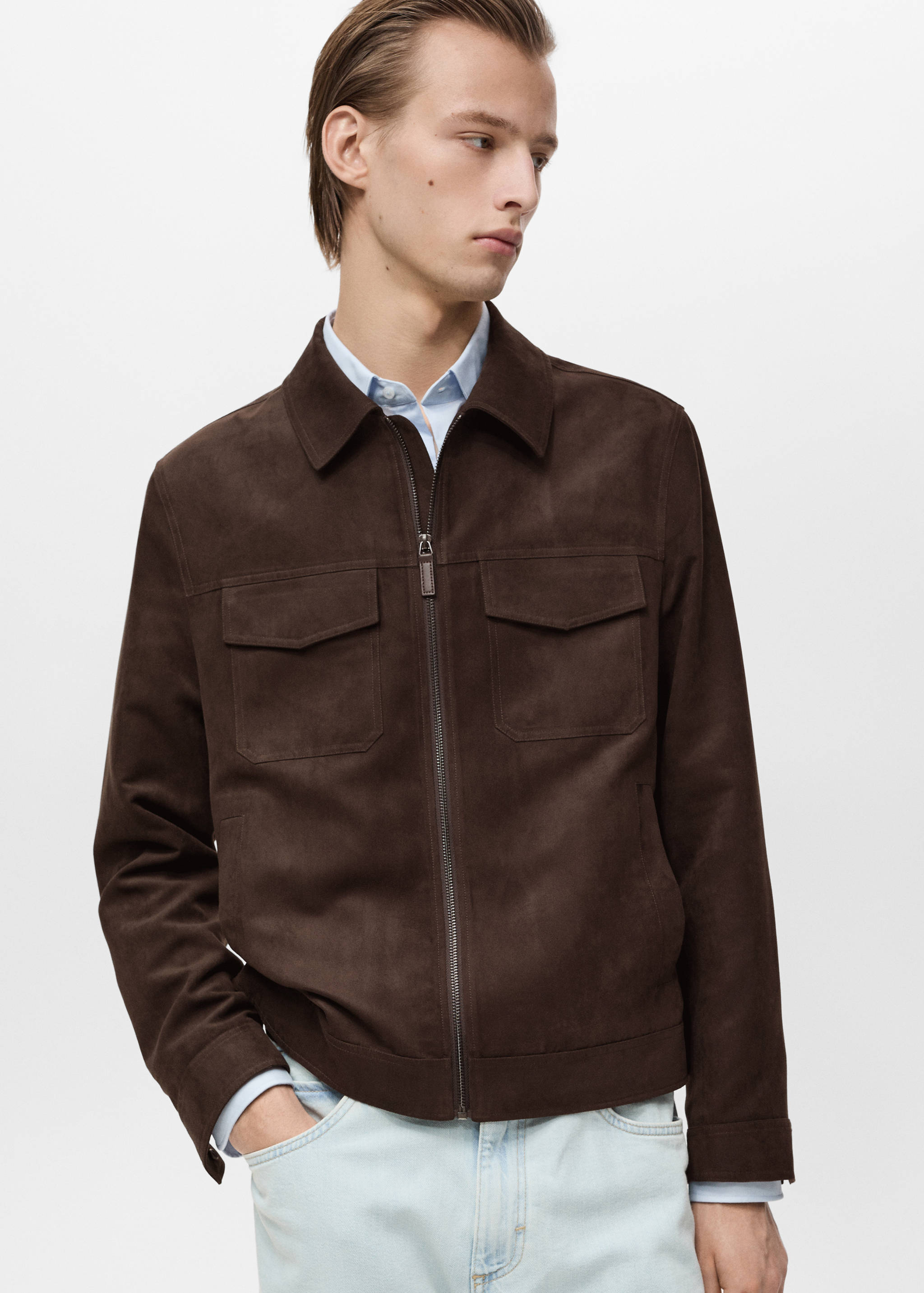 Suede-effect jacket with zip - Details of the article 3