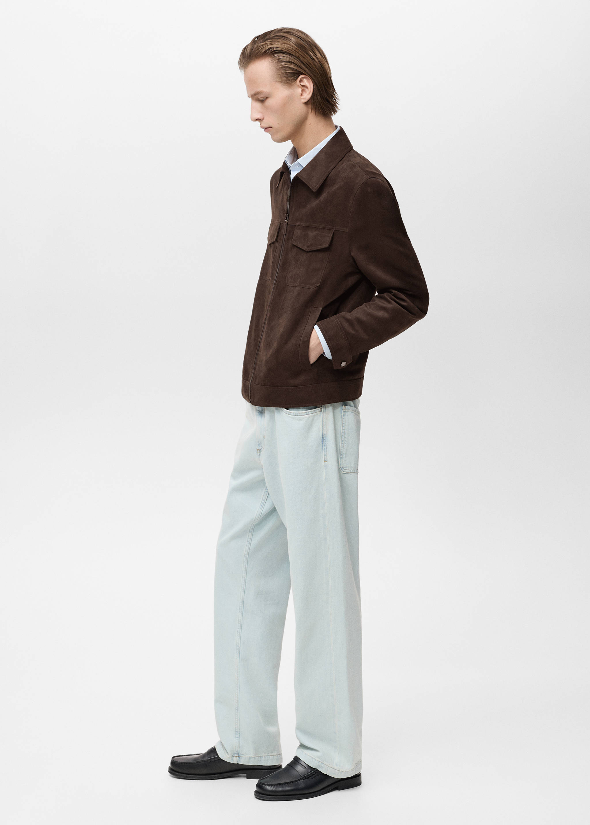 Suede-effect jacket with zip - Details of the article 2