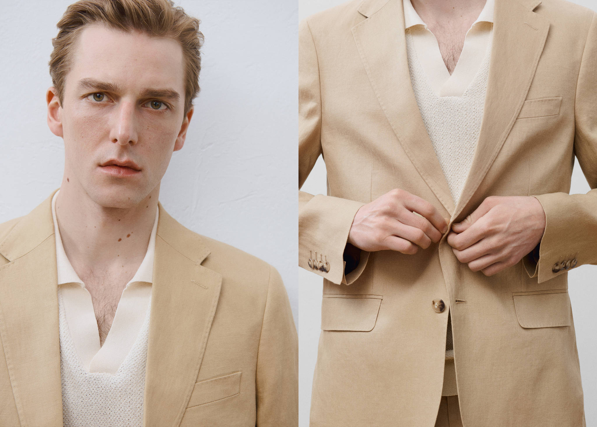 Amalfi 100% linen slim-fit suit jacket - Panoramic plane