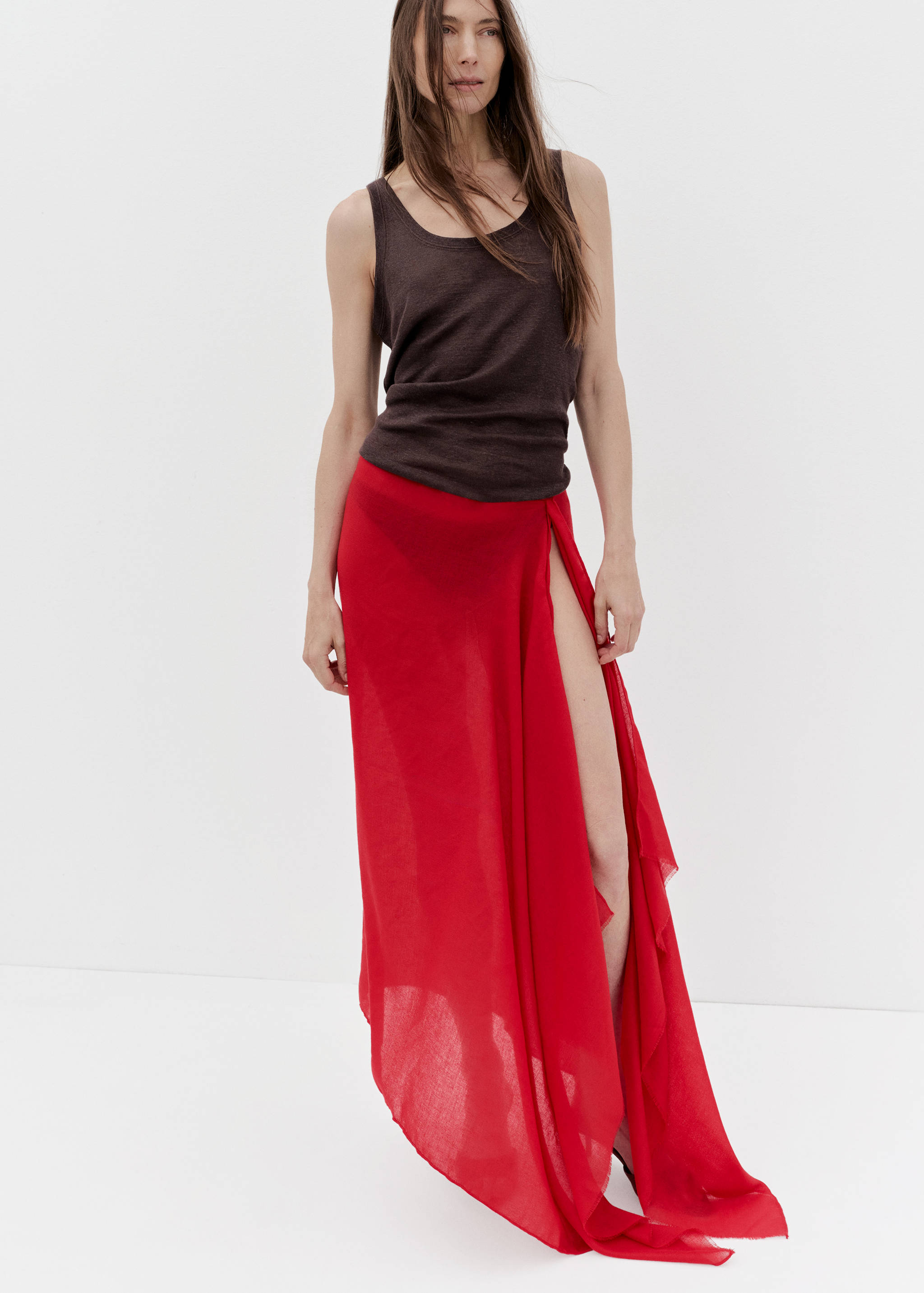 Schal aus Leinenmischung mit ausgefransten Enden - Allgemeine Ansicht