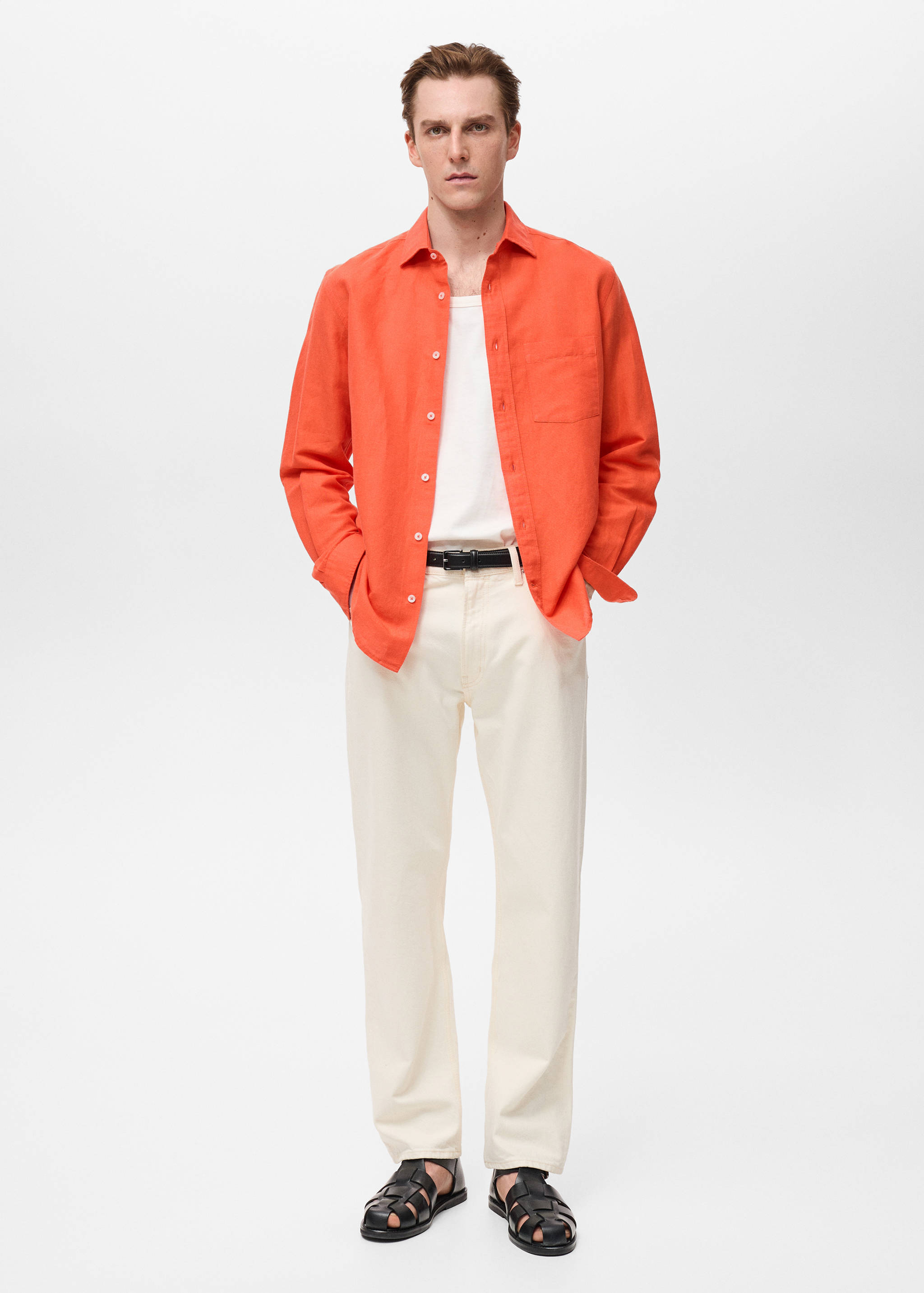 قميص كتان بجيب - رؤية عامة