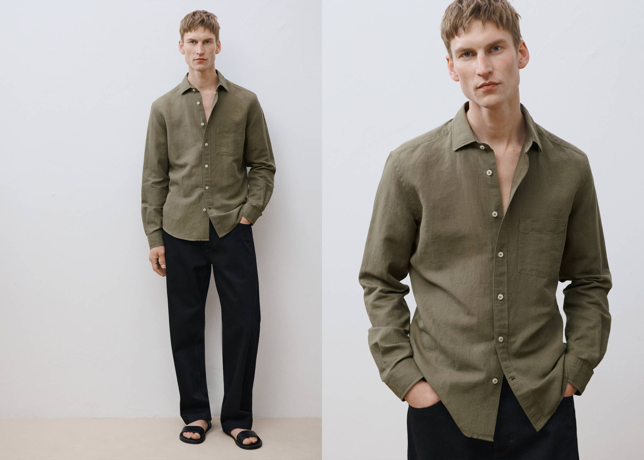 Pocket linen shirt - Panoramic plane